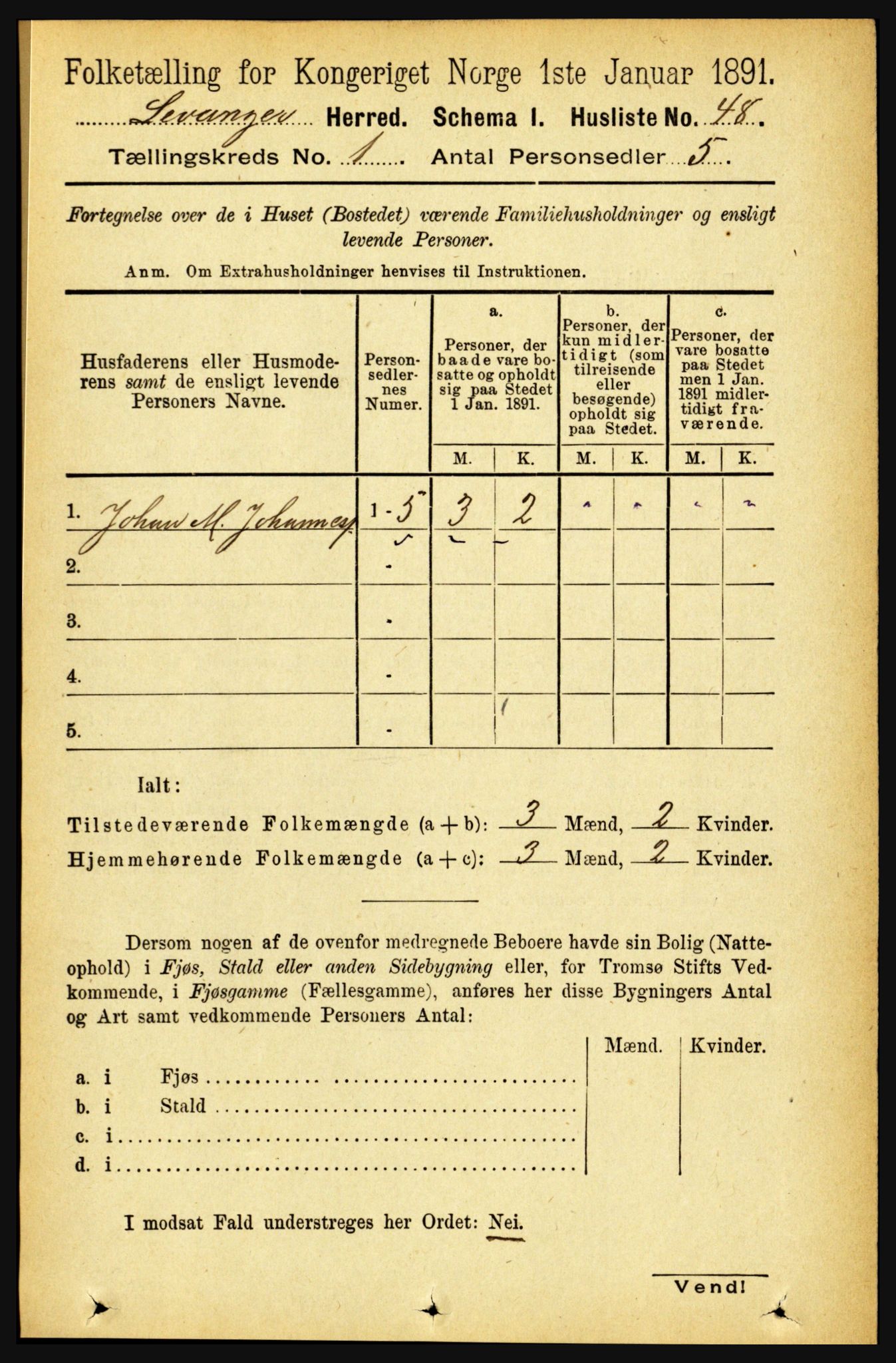 RA, 1891 census for 1720 Levanger, 1891, p. 69