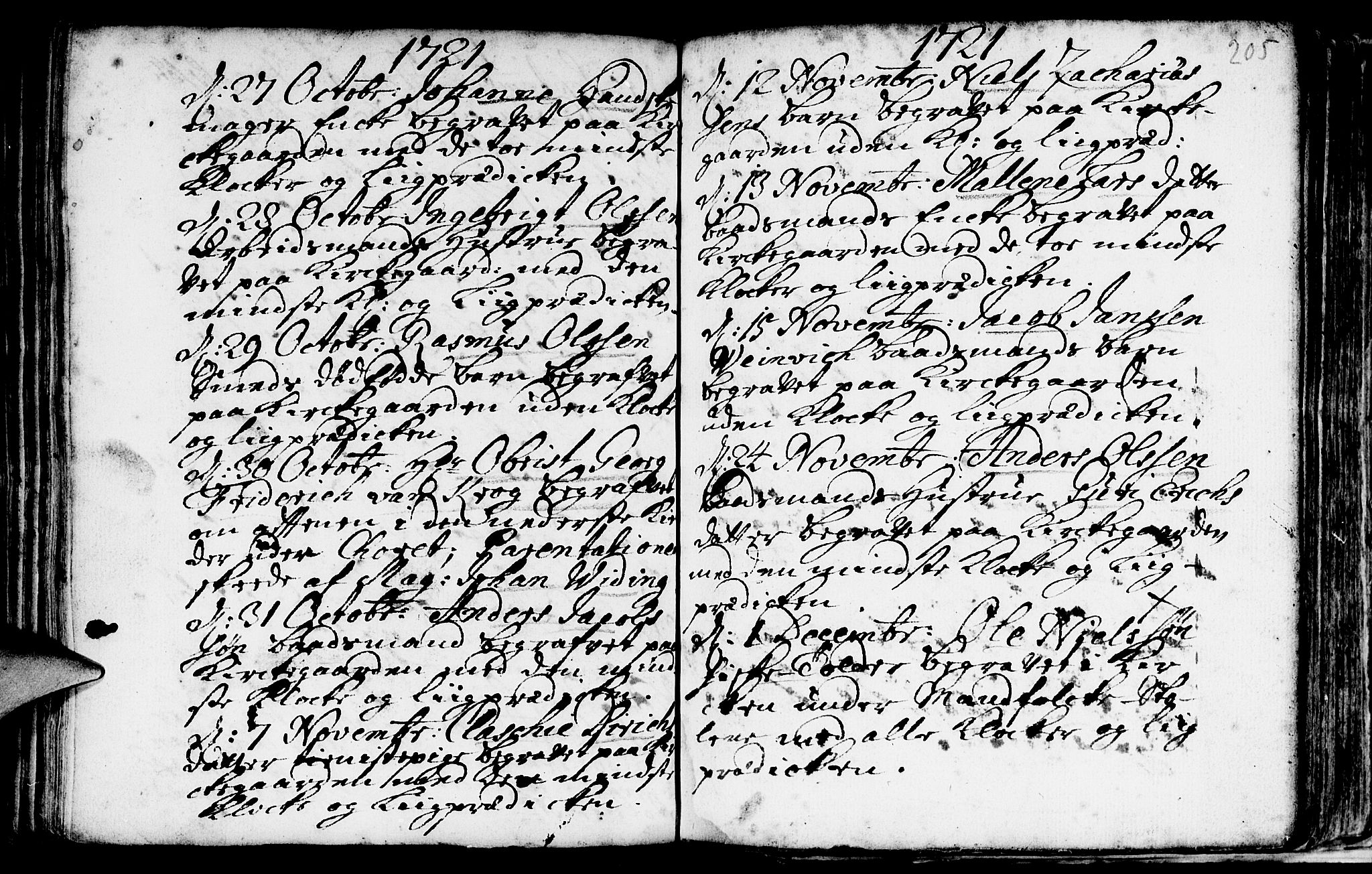 Nykirken Sokneprestembete, SAB/A-77101/H/Haa/L0009: Parish register (official) no. A 9, 1689-1759, p. 205