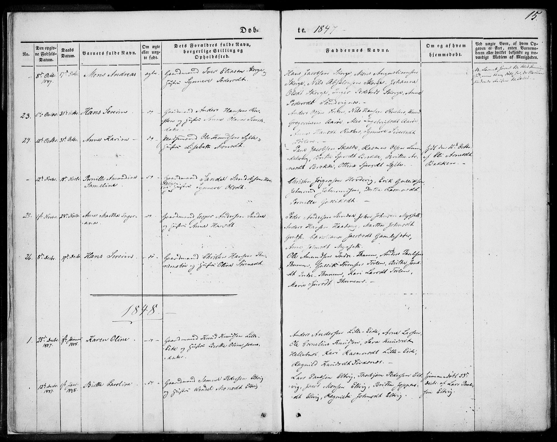 Ministerialprotokoller, klokkerbøker og fødselsregistre - Møre og Romsdal, AV/SAT-A-1454/501/L0006: Parish register (official) no. 501A06, 1844-1868, p. 15