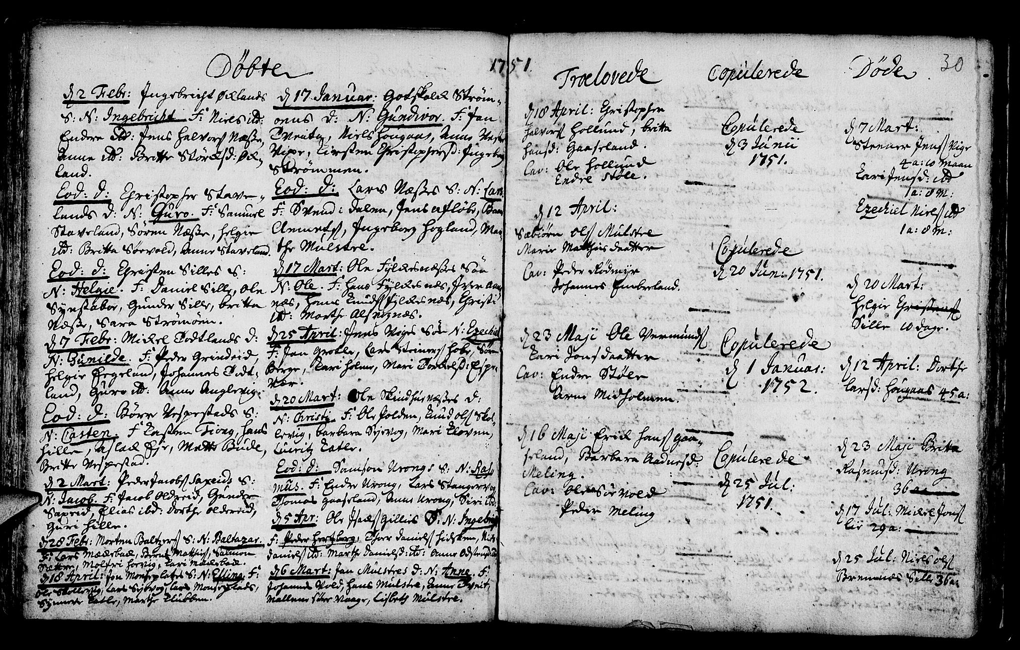 Finnås sokneprestembete, AV/SAB-A-99925/H/Ha/Haa/Haaa/L0002: Parish register (official) no. A 2, 1744-1764, p. 30