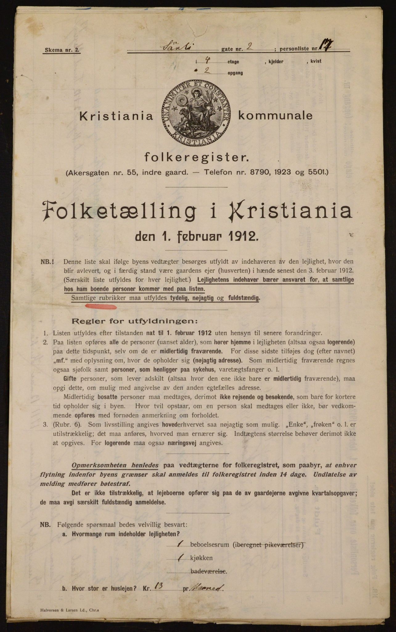 OBA, Municipal Census 1912 for Kristiania, 1912, p. 106468