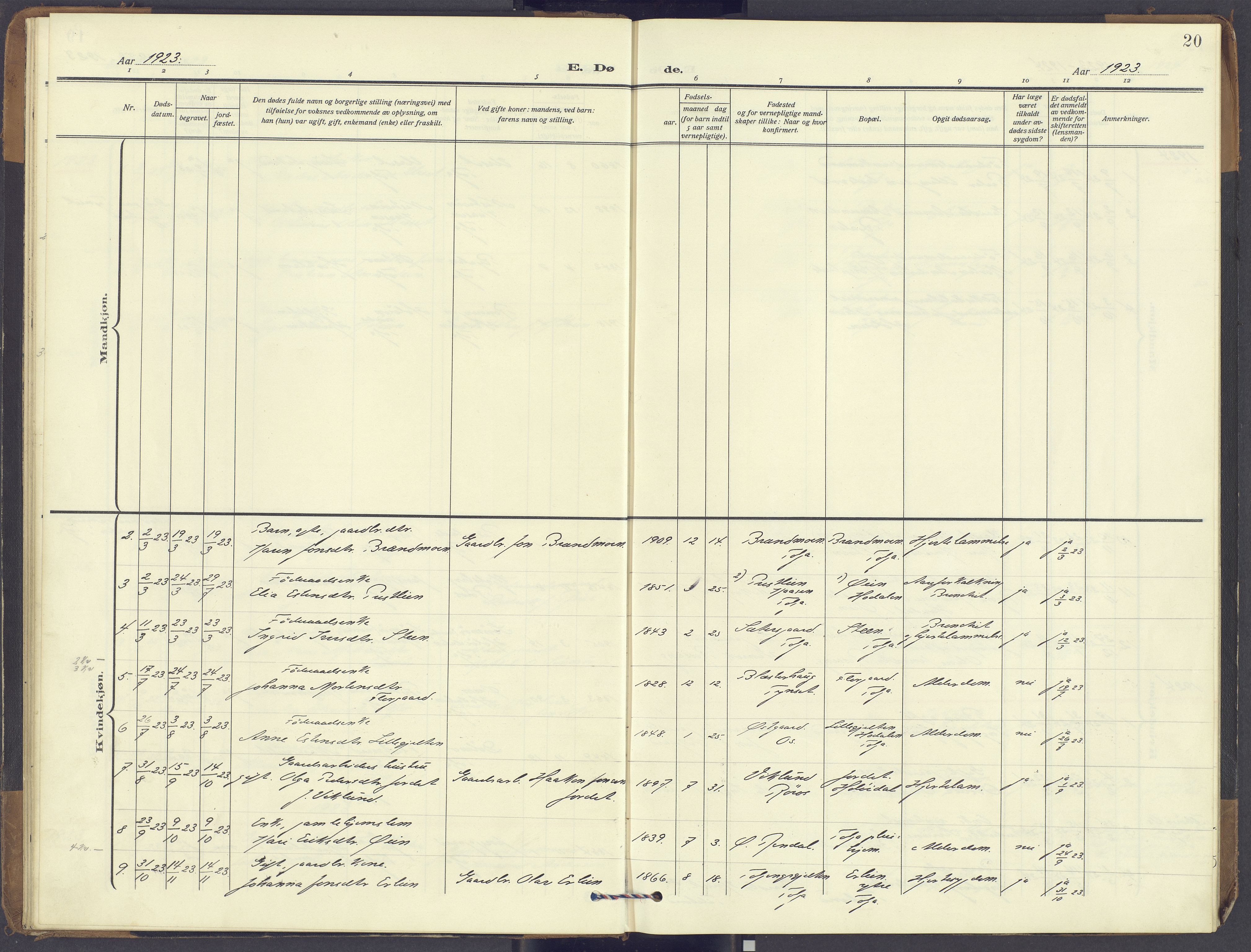 Tolga prestekontor, SAH/PREST-062/K/L0018: Parish register (official) no. 18, 1911-1989, p. 20