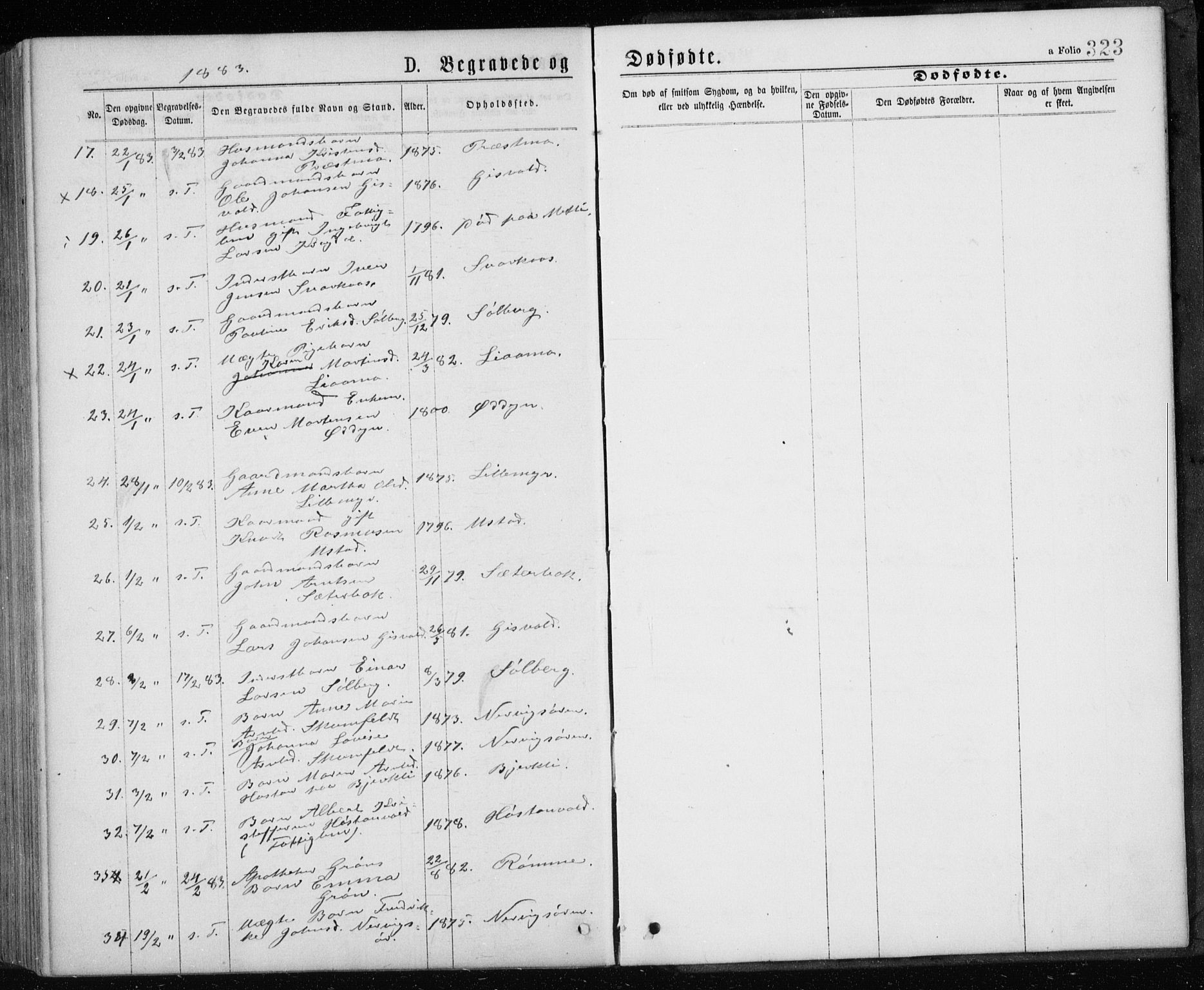 Ministerialprotokoller, klokkerbøker og fødselsregistre - Sør-Trøndelag, SAT/A-1456/668/L0817: Parish register (copy) no. 668C06, 1873-1884, p. 323