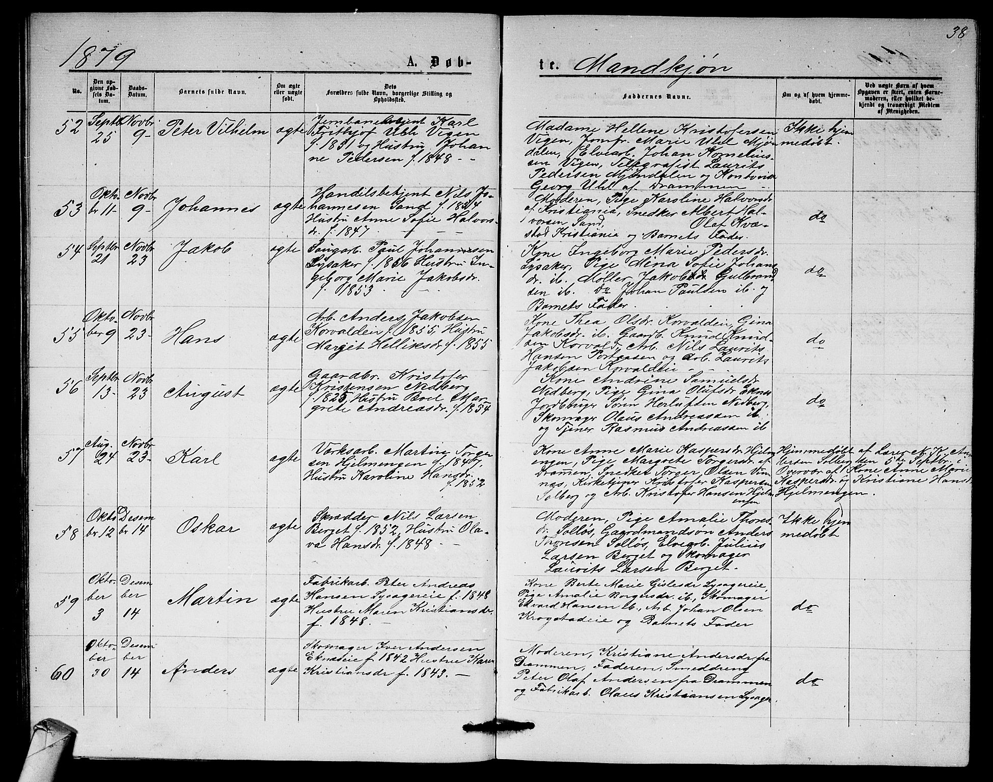 Nedre Eiker kirkebøker, AV/SAKO-A-612/G/Ga/L0001: Parish register (copy) no. 1, 1873-1880, p. 38