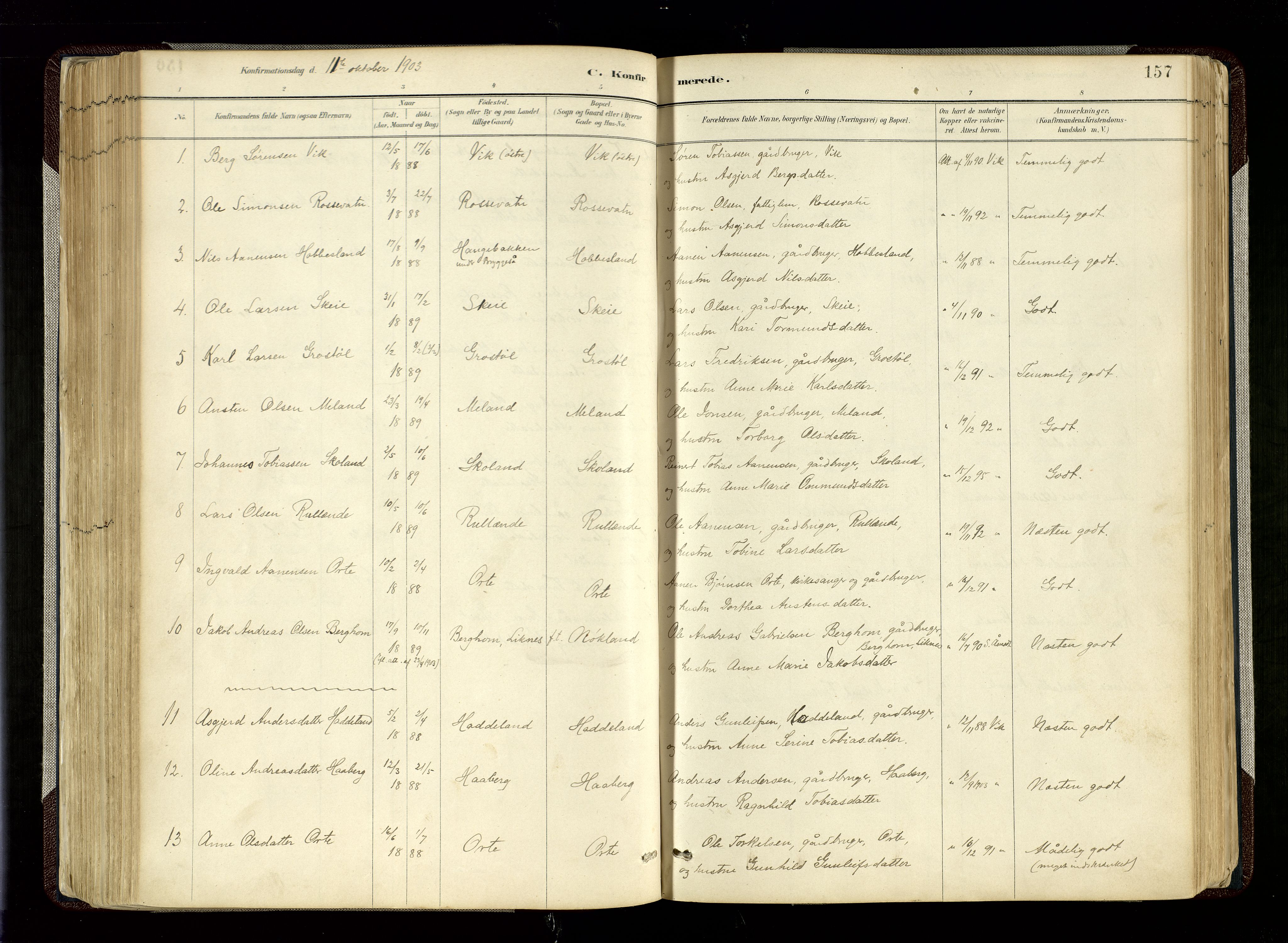 Hægebostad sokneprestkontor, SAK/1111-0024/F/Fa/Fab/L0004: Parish register (official) no. A 4, 1887-1929, p. 157