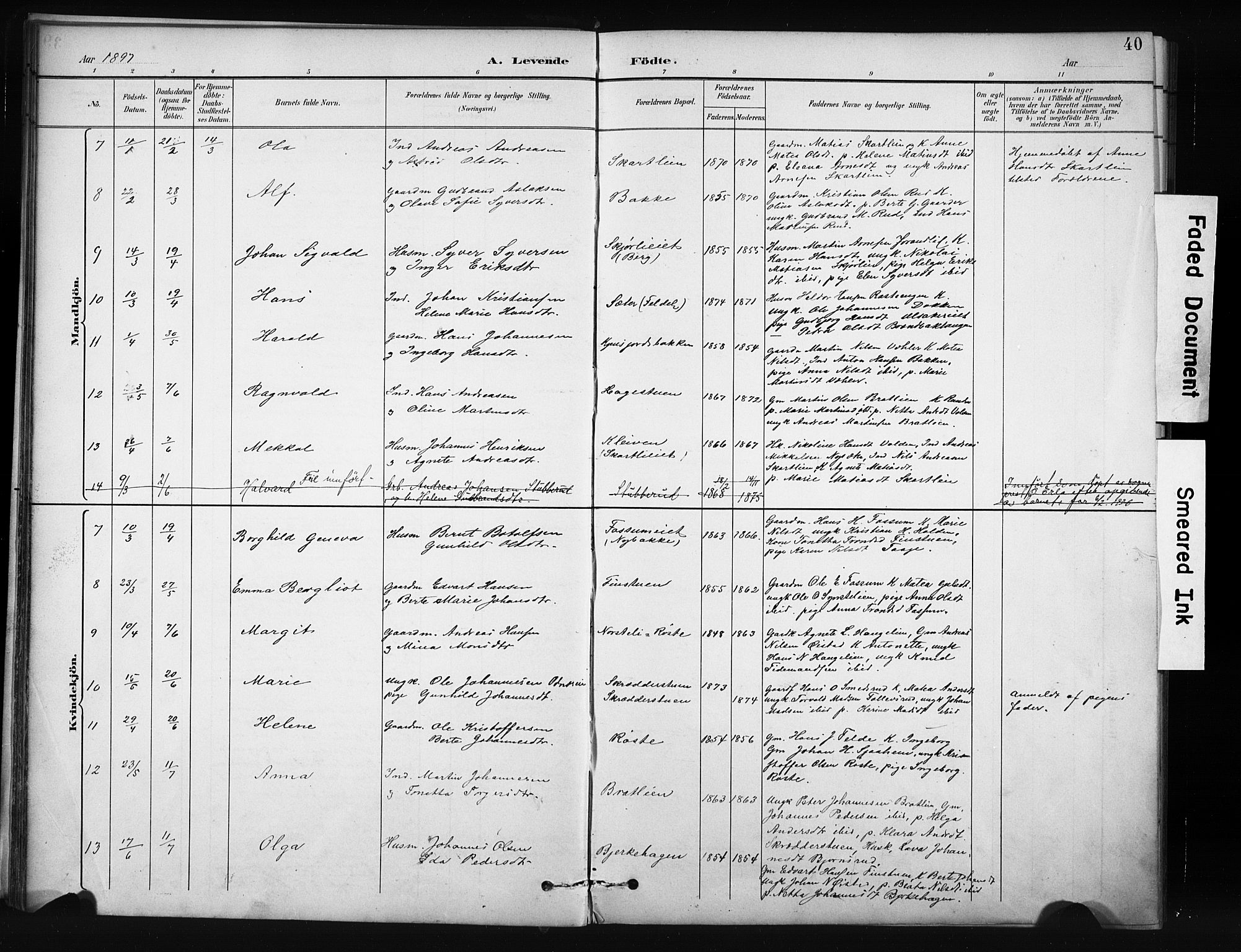 Nordre Land prestekontor, SAH/PREST-124/H/Ha/Hab/L0012: Parish register (copy) no. 12, 1891-1909, p. 40