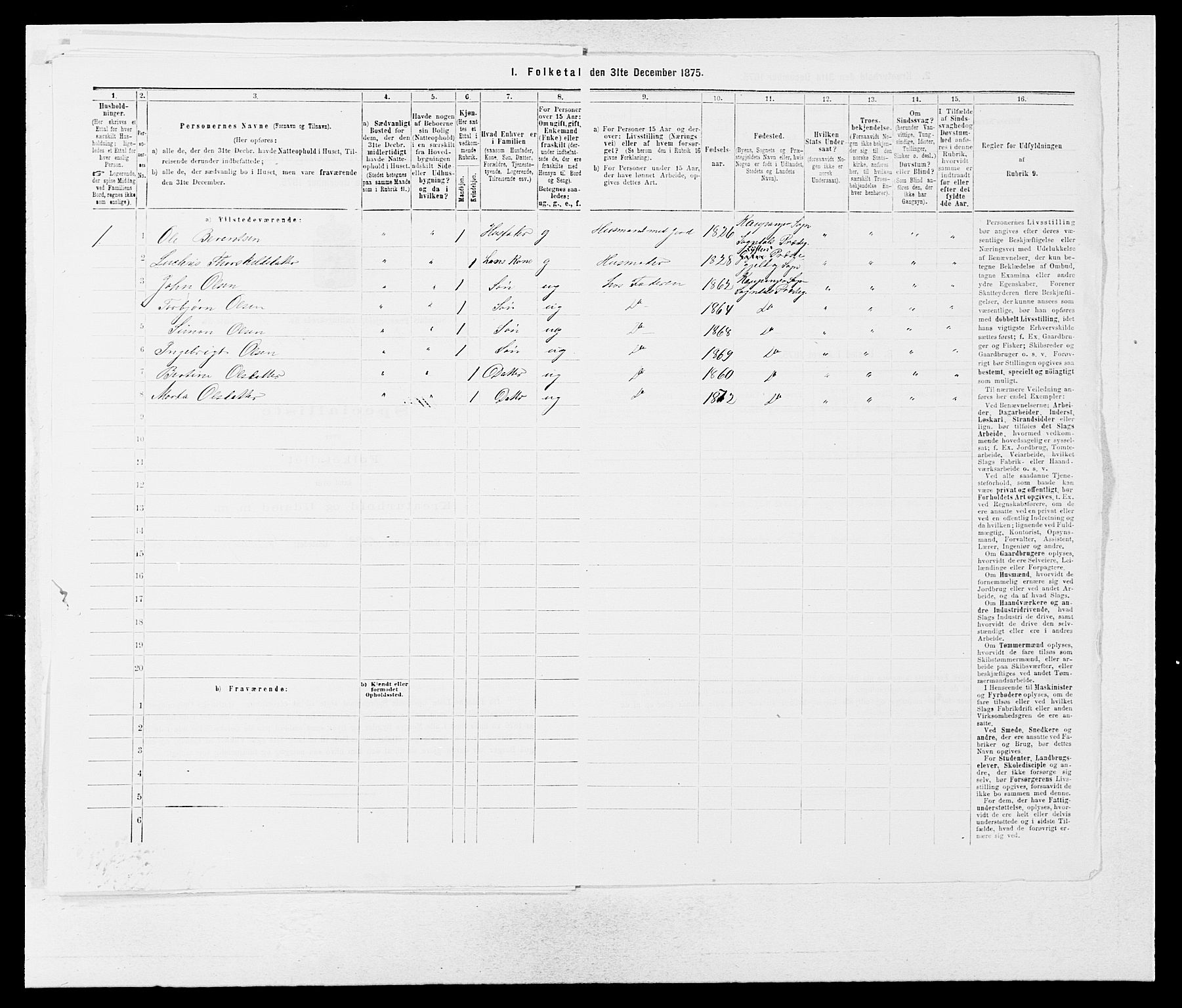 SAB, 1875 census for 1420P Sogndal, 1875, p. 125