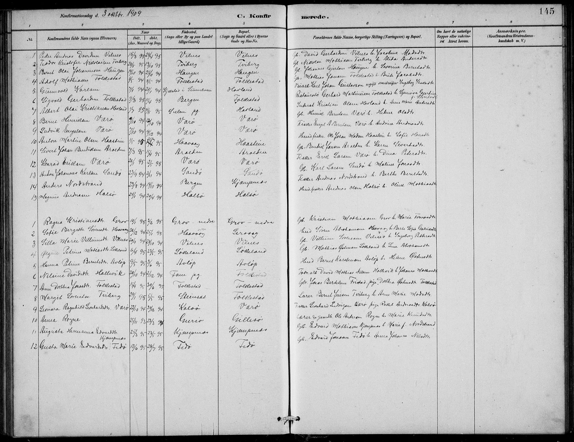 Askvoll sokneprestembete, AV/SAB-A-79501/H/Hab/Habb/L0001: Parish register (copy) no. B 1, 1879-1909, p. 145