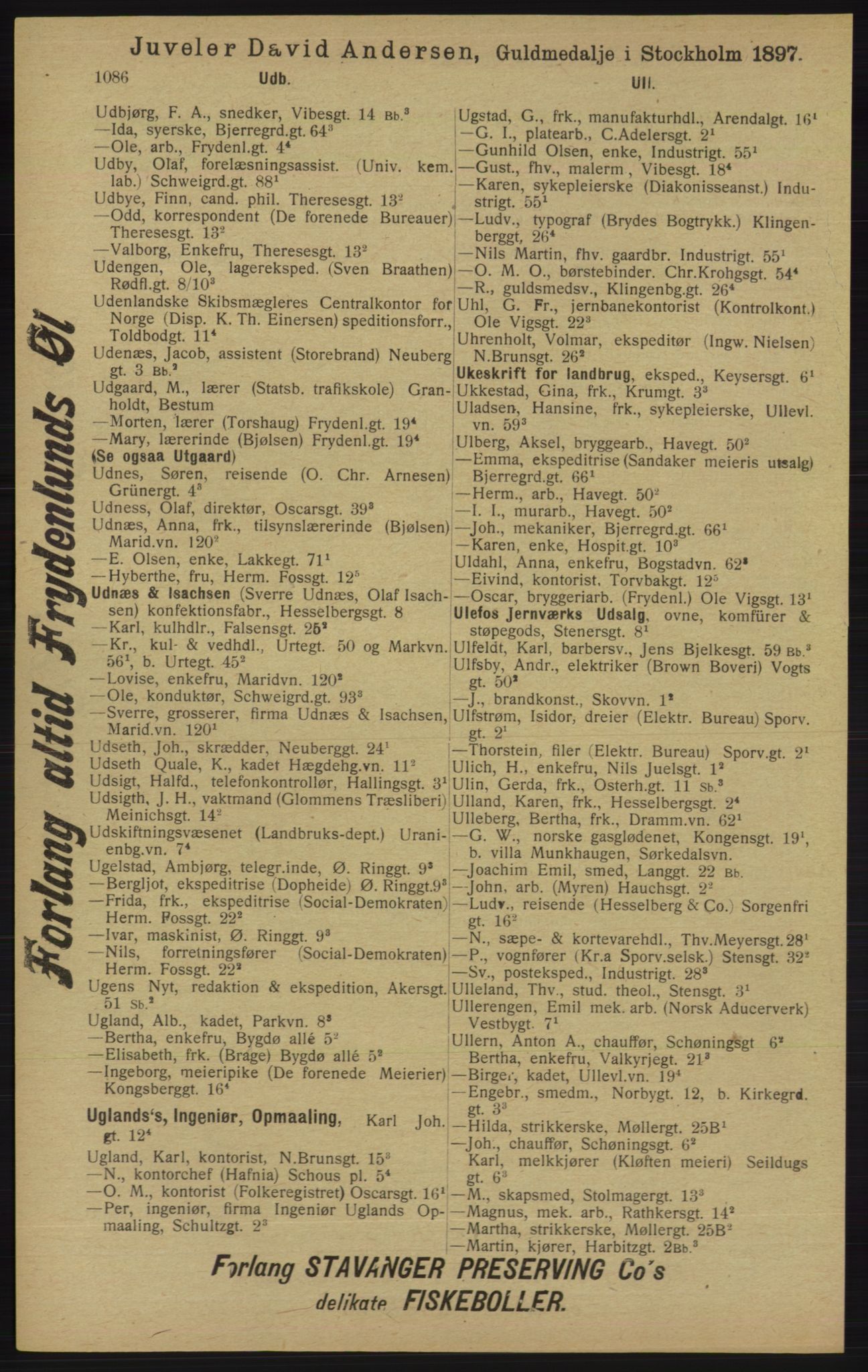 Kristiania/Oslo adressebok, PUBL/-, 1913, p. 1098