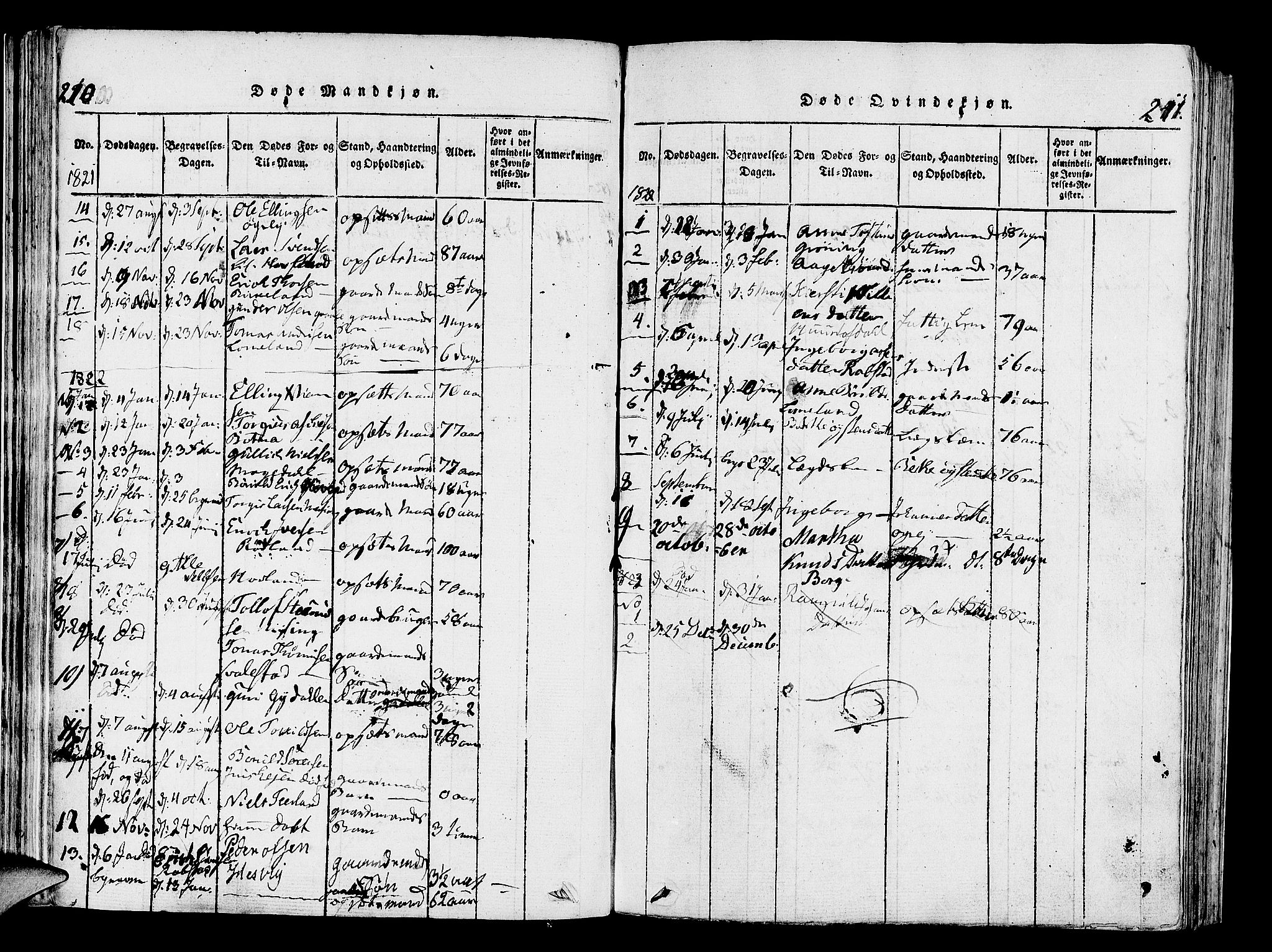 Helleland sokneprestkontor, SAST/A-101810: Parish register (official) no. A 4, 1815-1834, p. 210-211