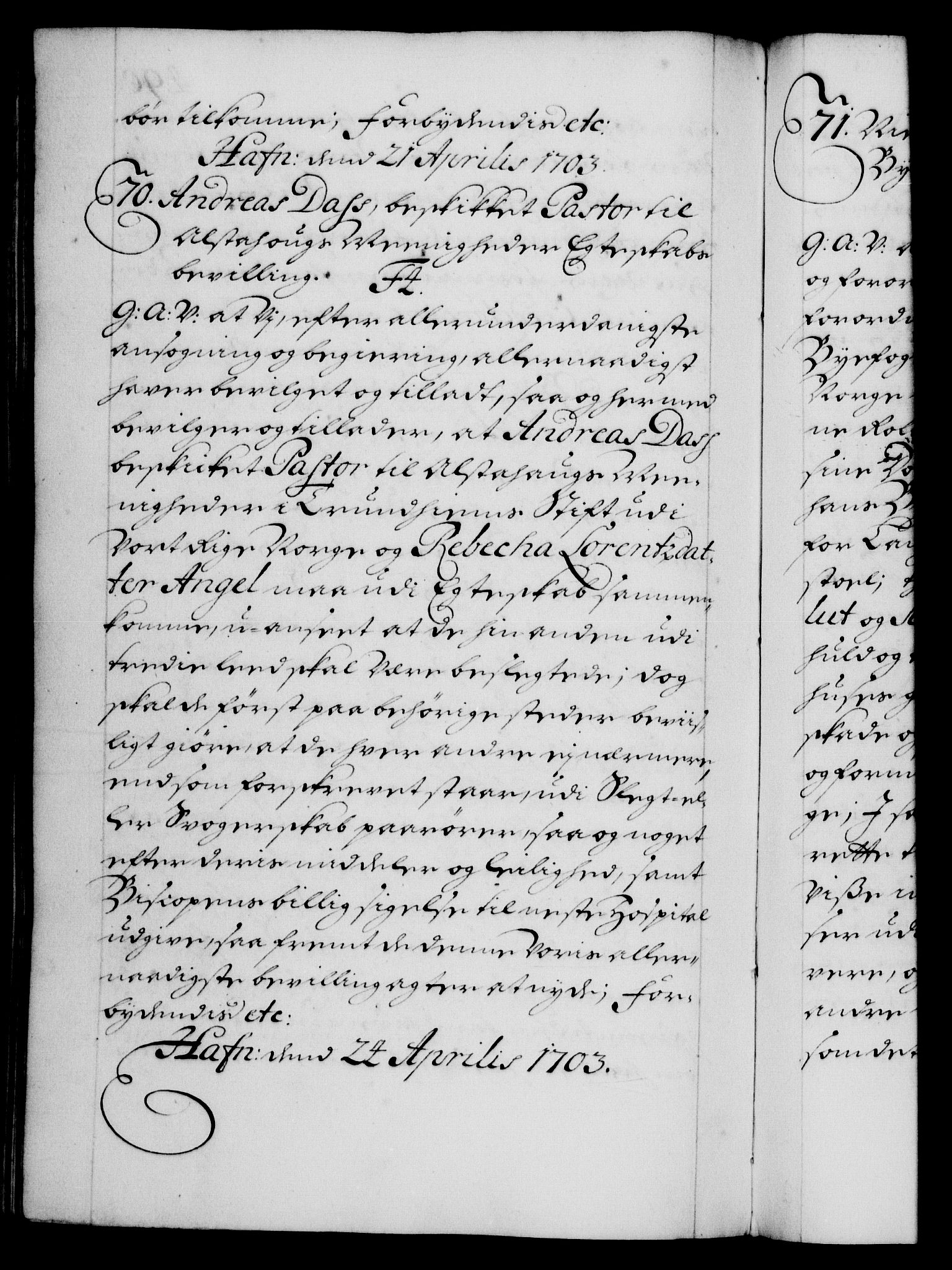 Danske Kanselli 1572-1799, AV/RA-EA-3023/F/Fc/Fca/Fcaa/L0018: Norske registre, 1699-1703, p. 490b