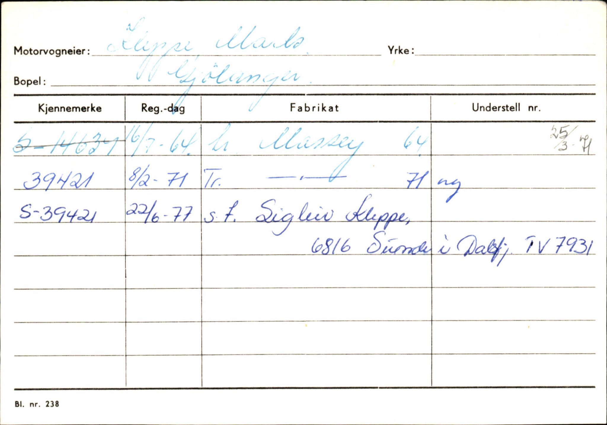 Statens vegvesen, Sogn og Fjordane vegkontor, AV/SAB-A-5301/4/F/L0125: Eigarregister Sogndal V-Å. Aurland A-Å. Fjaler A-N, 1945-1975, p. 2311