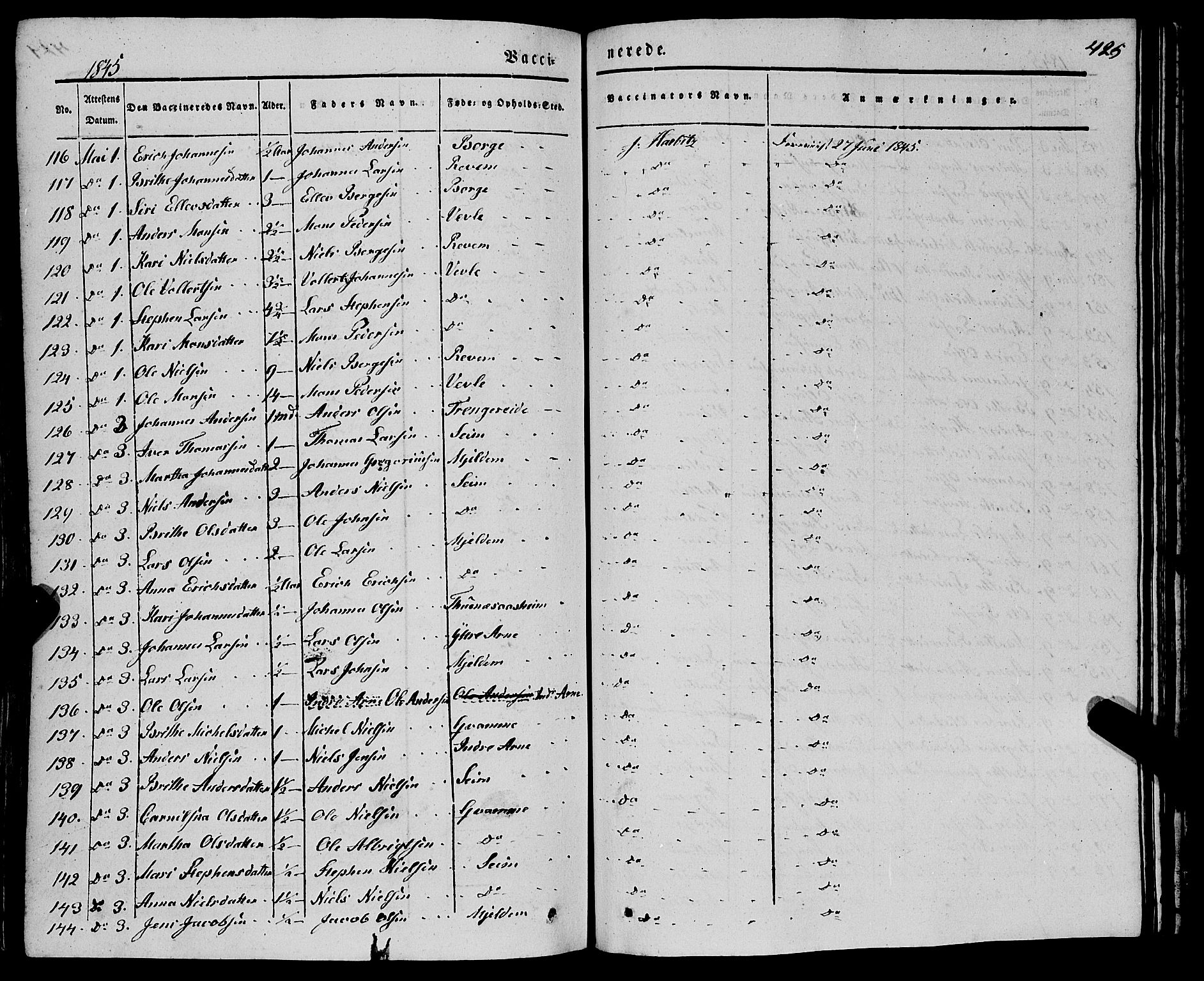 Haus sokneprestembete, AV/SAB-A-75601/H/Haa: Parish register (official) no. A 15, 1838-1847, p. 425