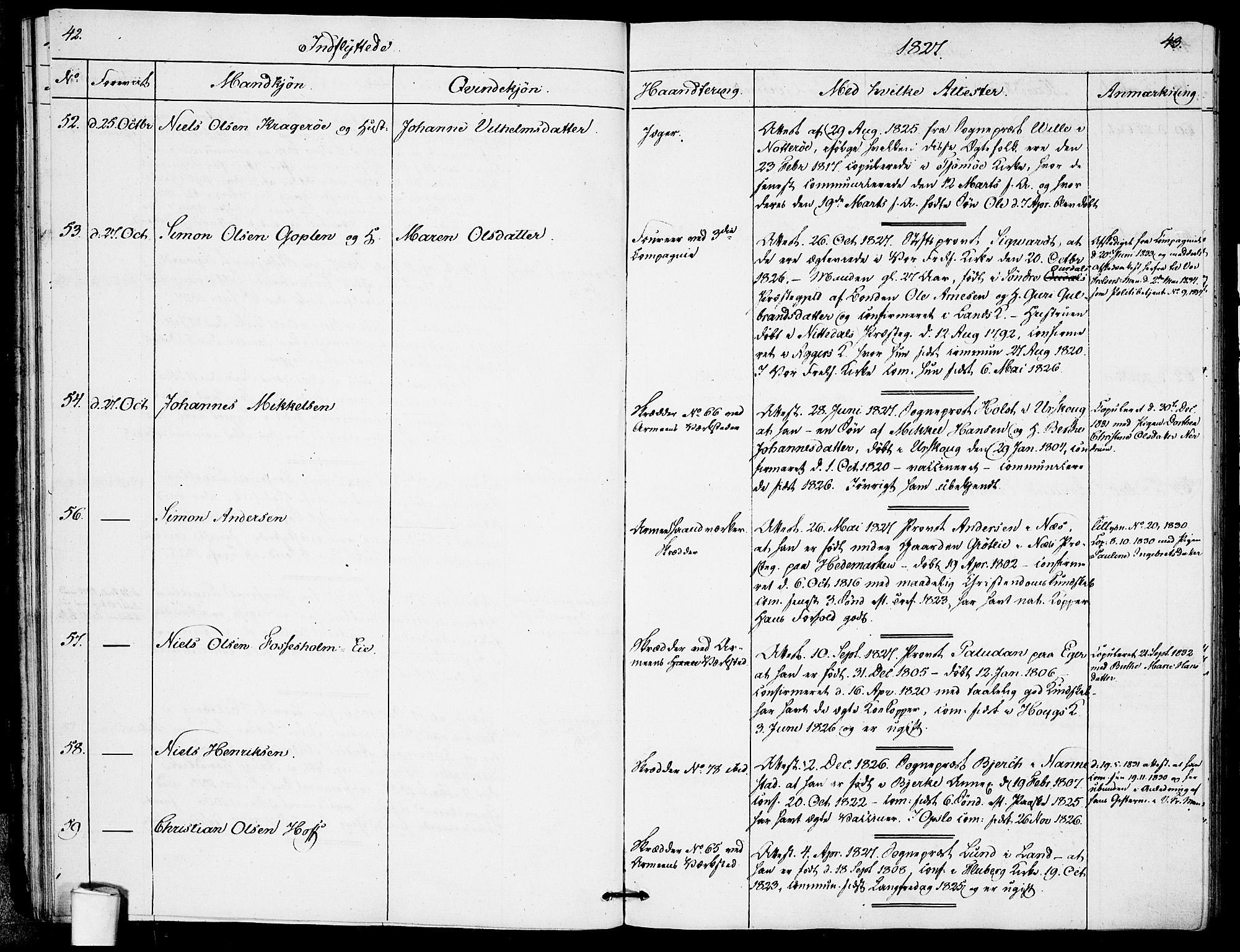 Garnisonsmenigheten Kirkebøker, SAO/A-10846/F/Fa/L0005: Parish register (official) no. 5, 1824-1830, p. 42-43