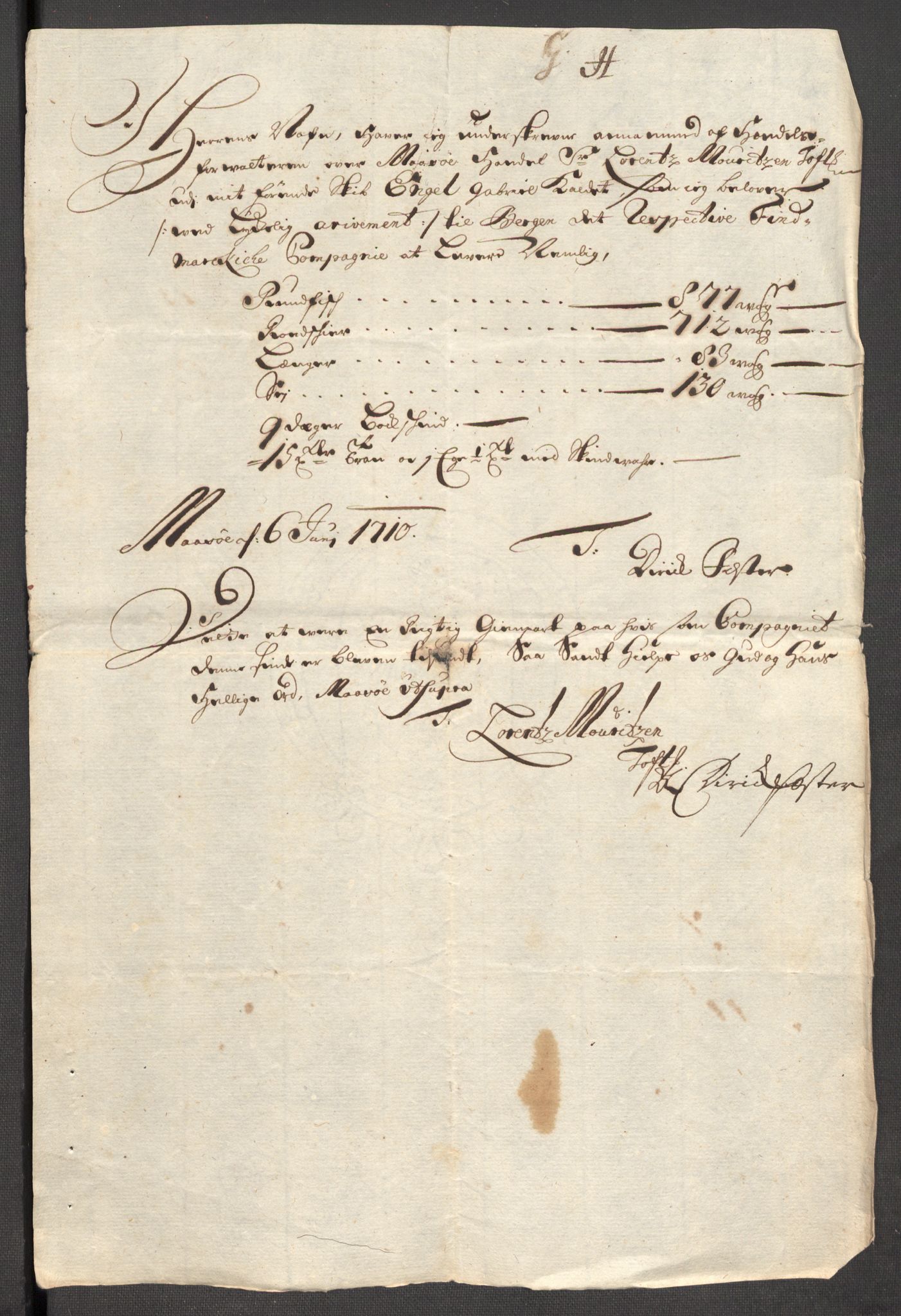 Rentekammeret inntil 1814, Reviderte regnskaper, Fogderegnskap, AV/RA-EA-4092/R69/L4855: Fogderegnskap Finnmark/Vardøhus, 1709-1712, p. 276