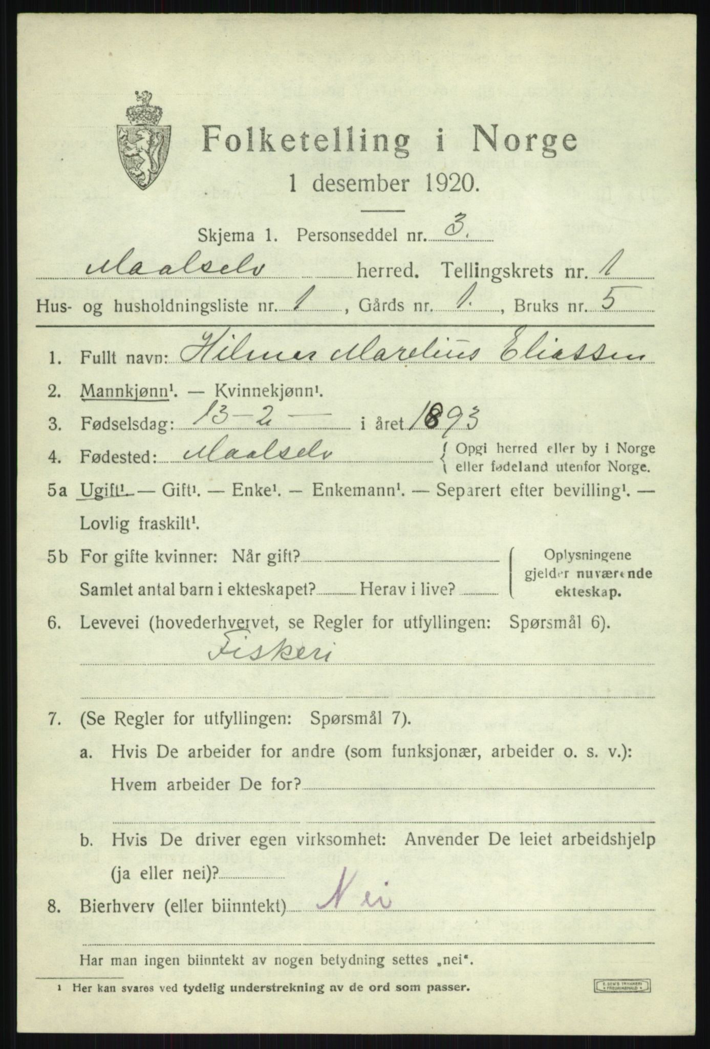 SATØ, 1920 census for Målselv, 1920, p. 1389