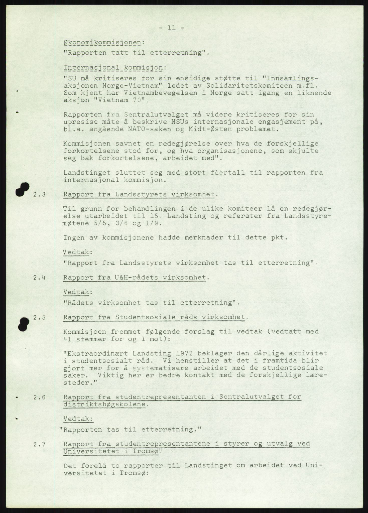 Norsk Studentunion, AV/RA-PA-0794/Fg/L0067: Landstinget, 1968-1979