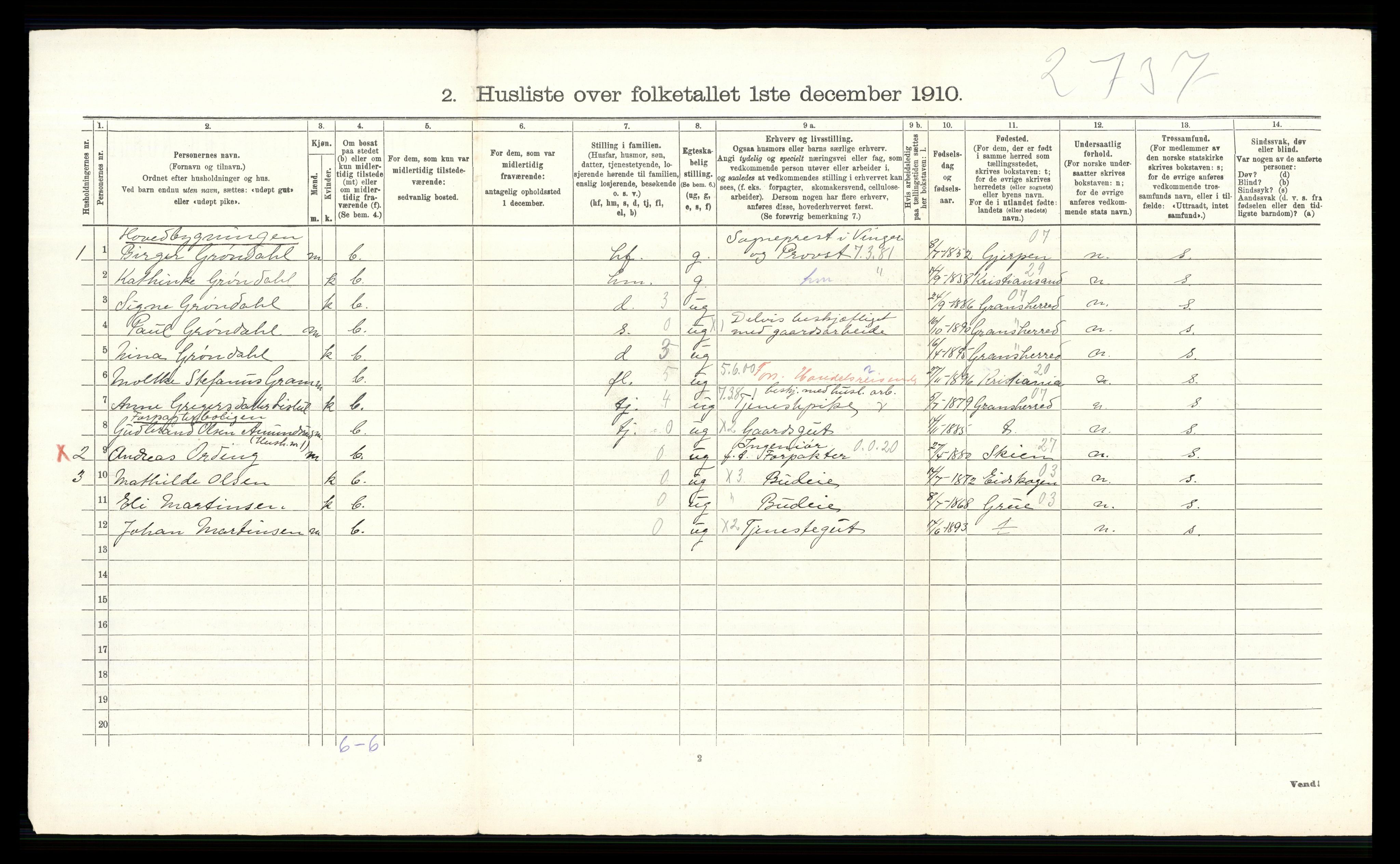 RA, 1910 census for Vinger, 1910, p. 92