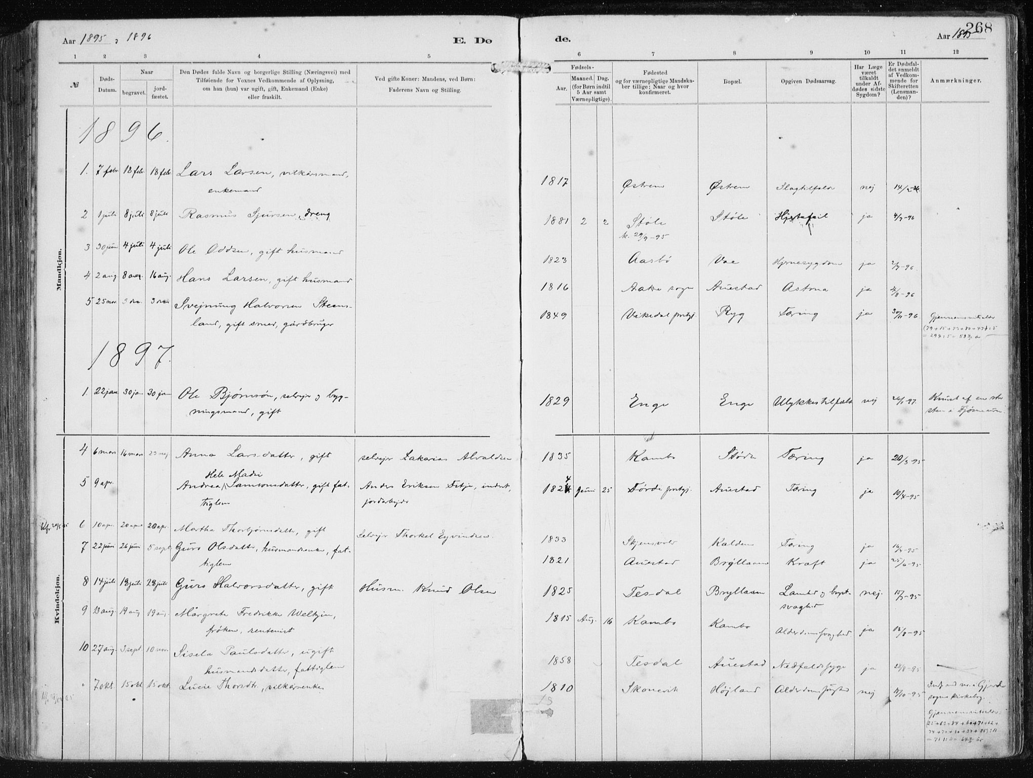 Etne sokneprestembete, SAB/A-75001/H/Haa: Parish register (official) no. B  1, 1879-1919, p. 268