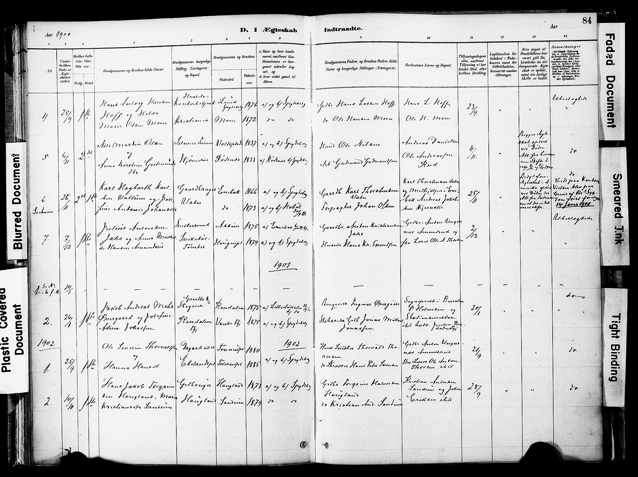 Spydeberg prestekontor Kirkebøker, SAO/A-10924/F/Fb/L0001: Parish register (official) no. II 1, 1886-1907, p. 84