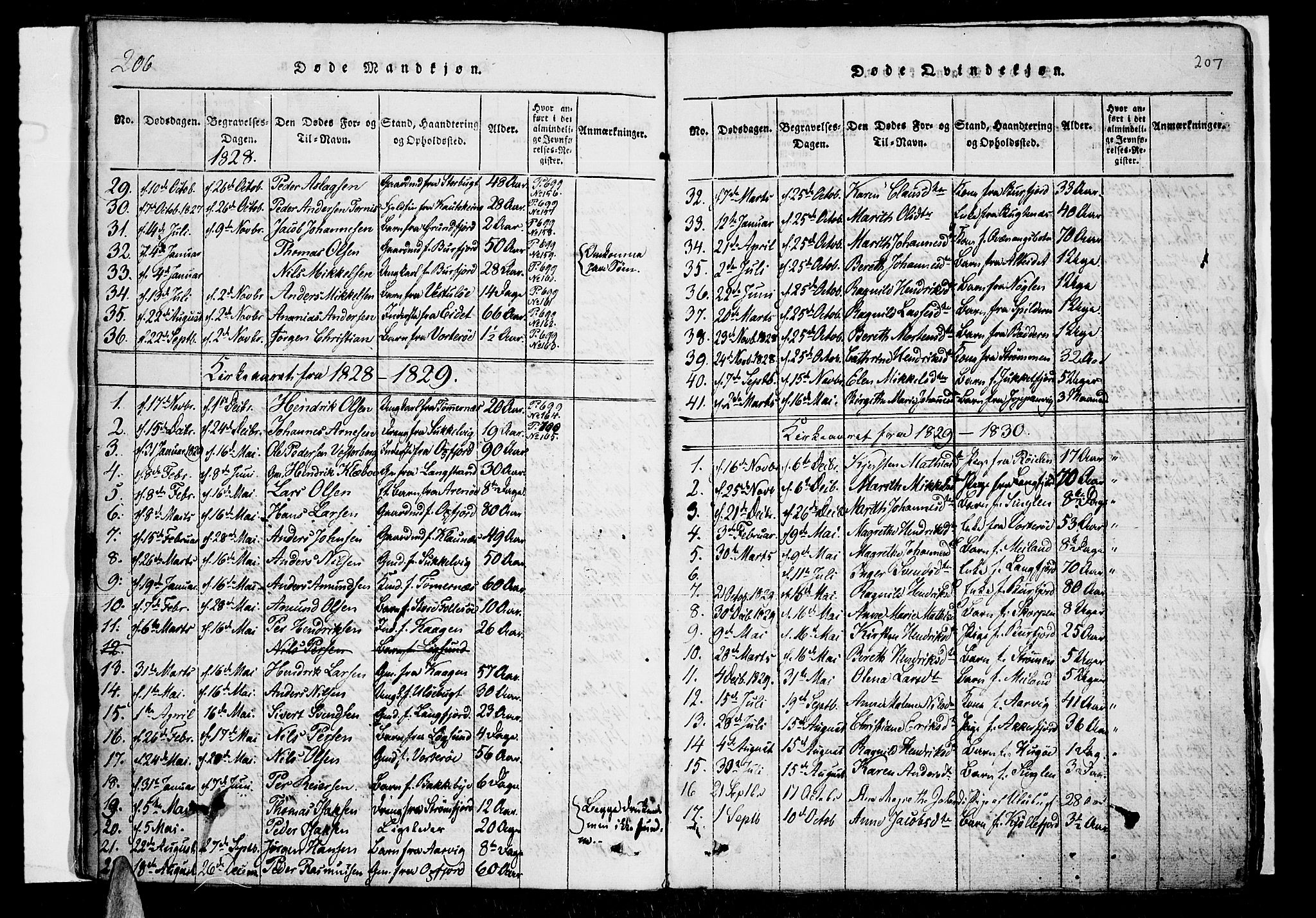 Skjervøy sokneprestkontor, AV/SATØ-S-1300/H/Ha/Haa/L0004kirke: Parish register (official) no. 4, 1820-1838, p. 206-207