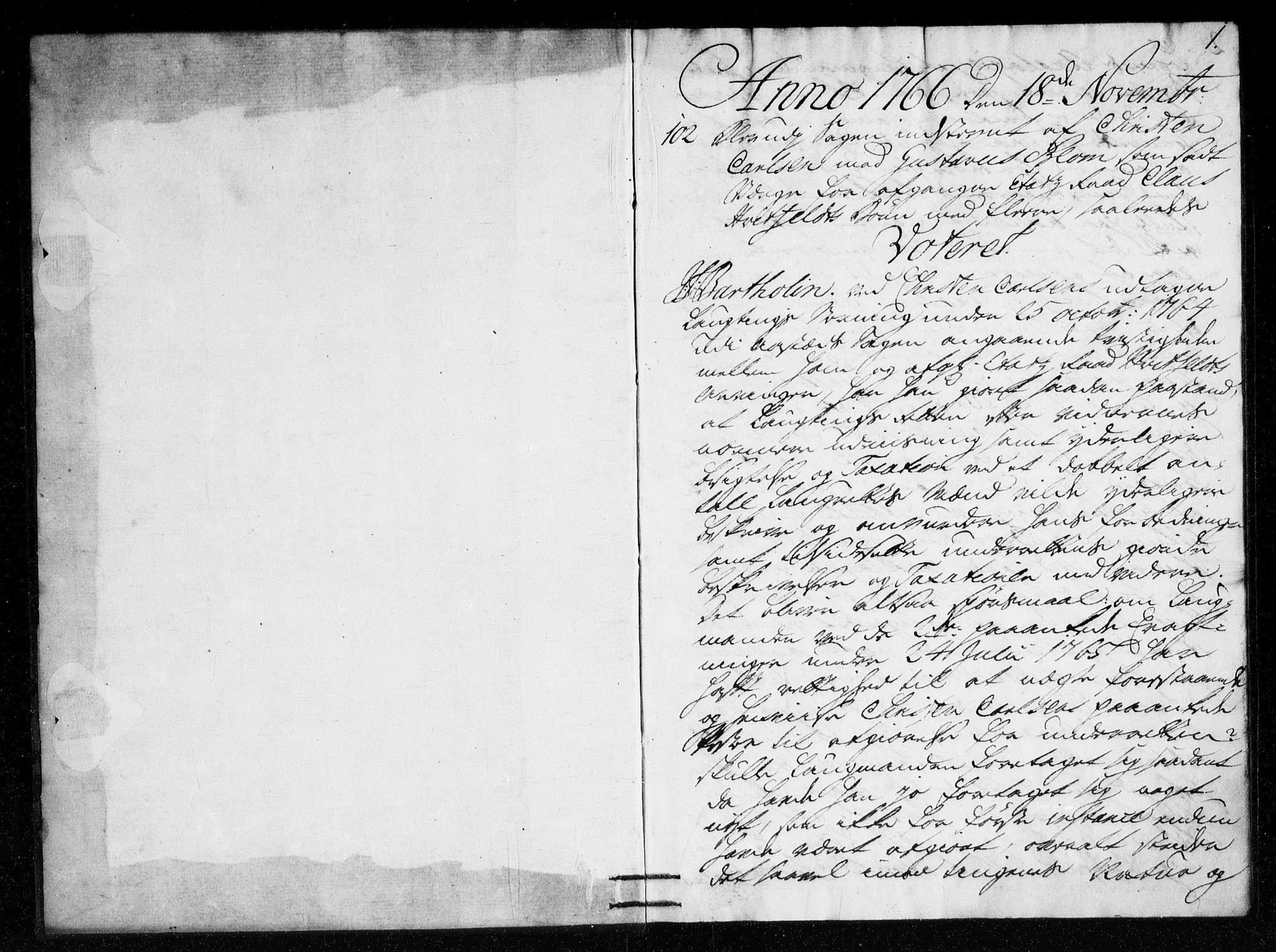 Overhoffretten 1667-1797, AV/RA-EA-2884/Ac/L0204: Voteringsprotokoll, 1766, p. 0-1