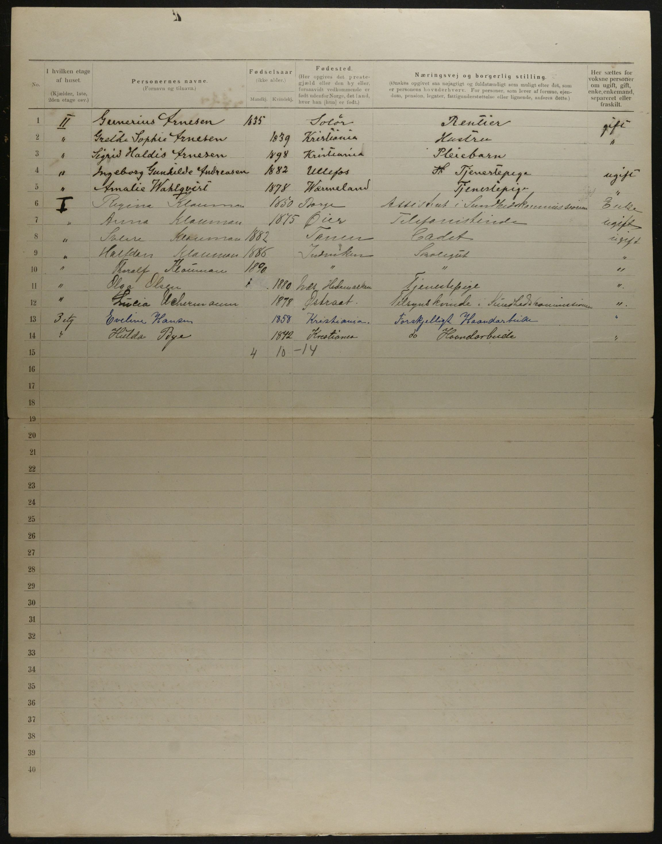 OBA, Municipal Census 1901 for Kristiania, 1901, p. 16697