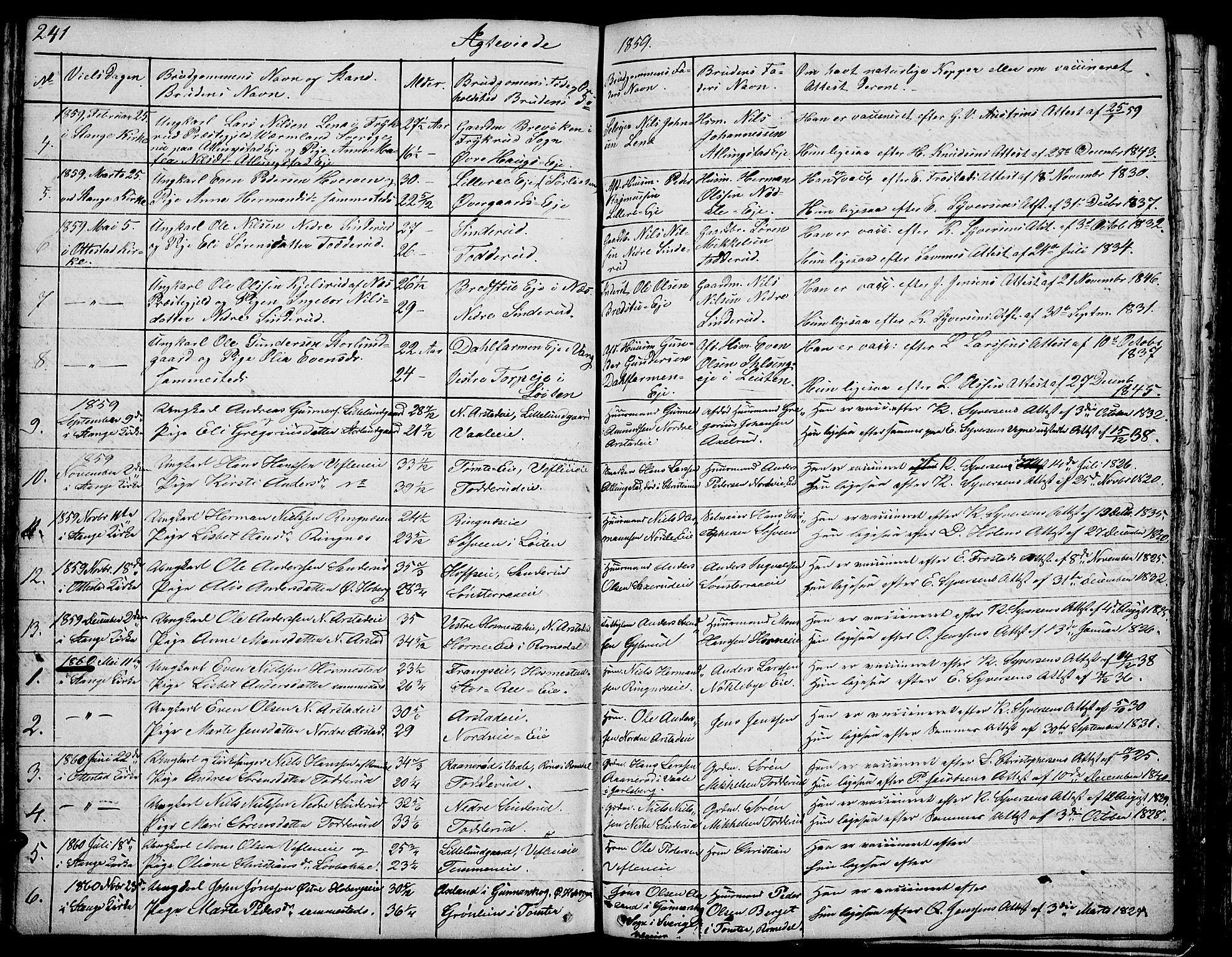 Stange prestekontor, AV/SAH-PREST-002/L/L0002: Parish register (copy) no. 2, 1838-1879, p. 241