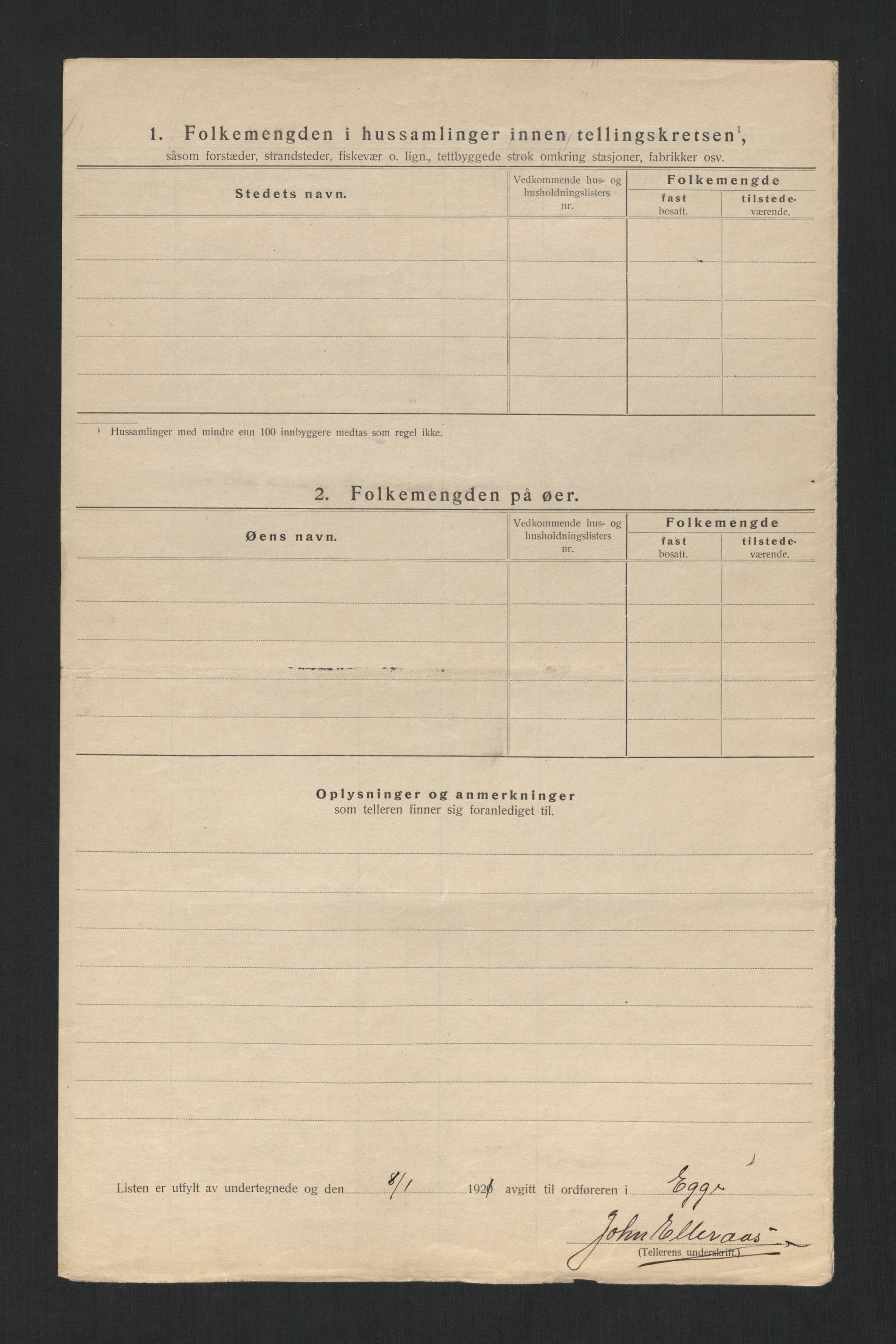 SAT, 1920 census for Egge, 1920, p. 16