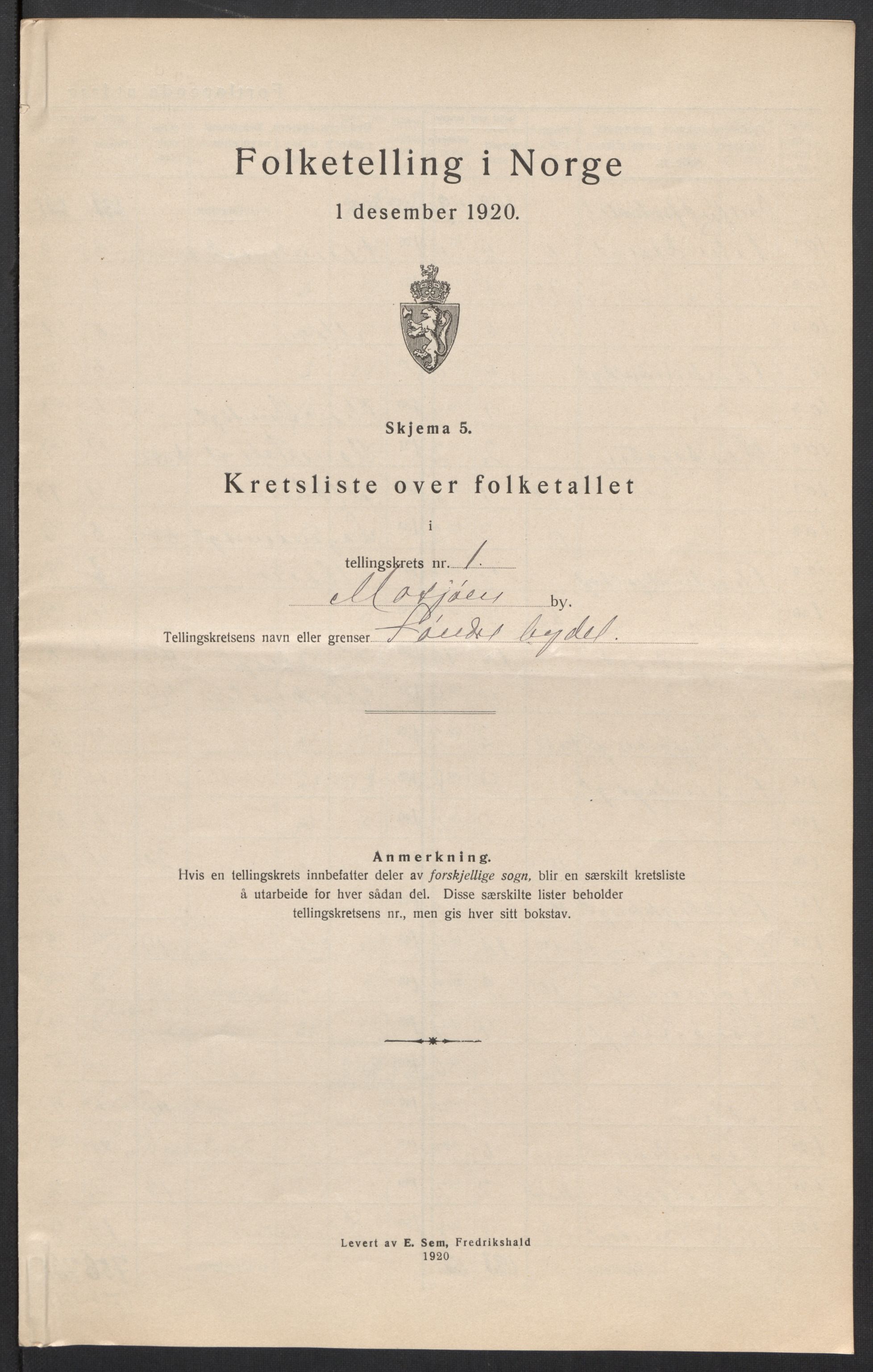 SAT, 1920 census for Mosjøen, 1920, p. 9