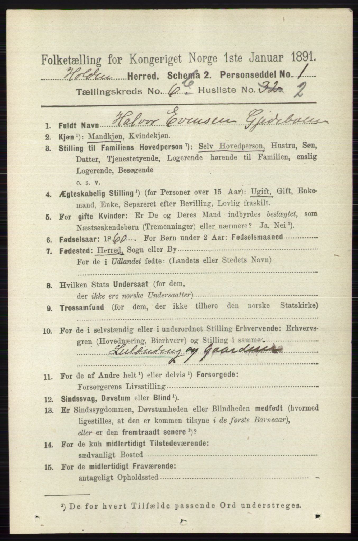 RA, 1891 census for 0819 Holla, 1891, p. 3176