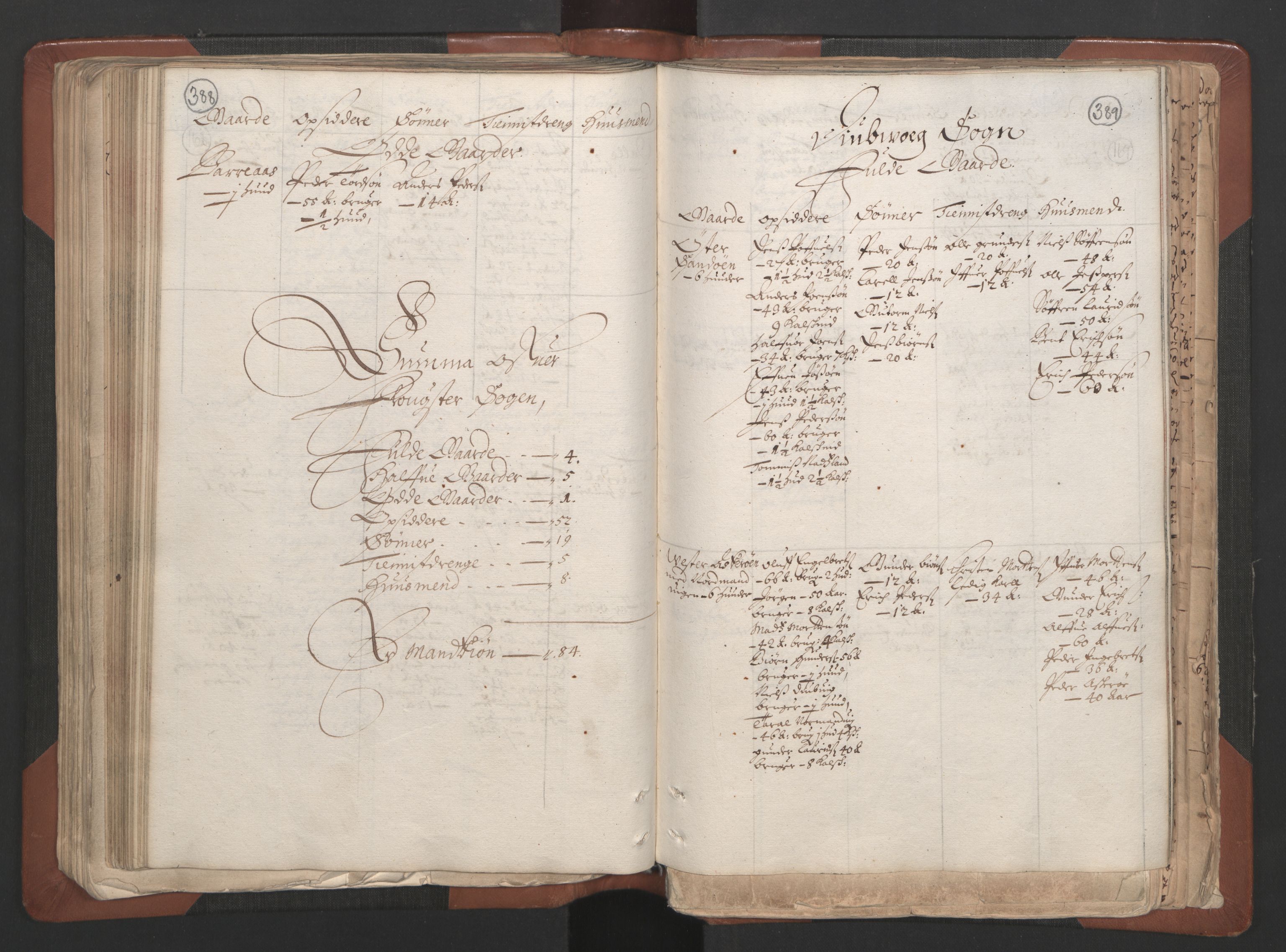 RA, Bailiff's Census 1664-1666, no. 7: Nedenes fogderi, 1664-1666, p. 388-389