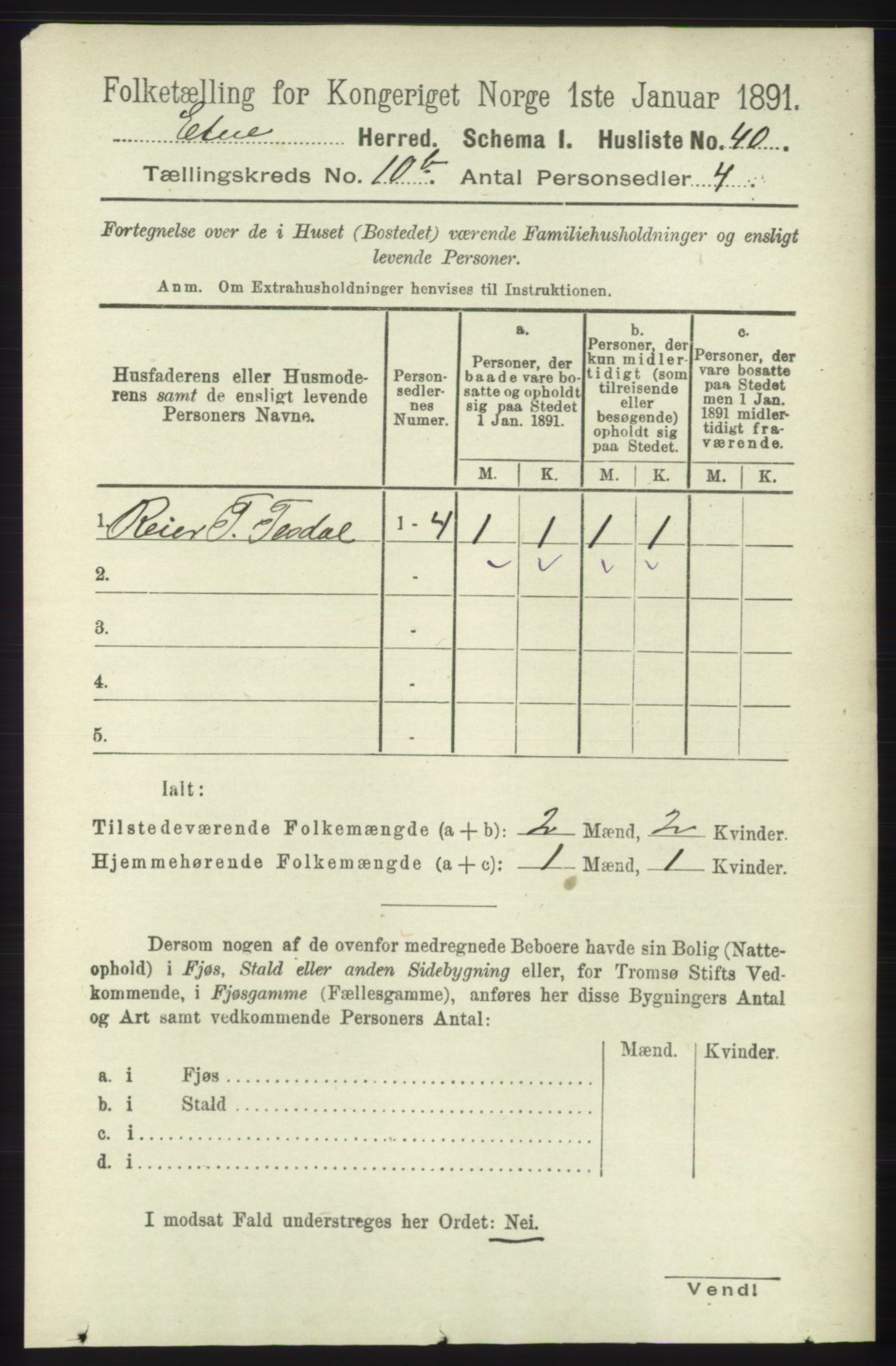 RA, 1891 census for 1211 Etne, 1891, p. 1992