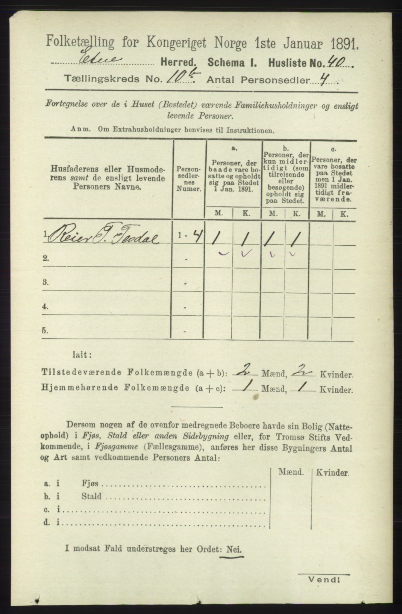 RA, 1891 census for 1211 Etne, 1891, p. 1992