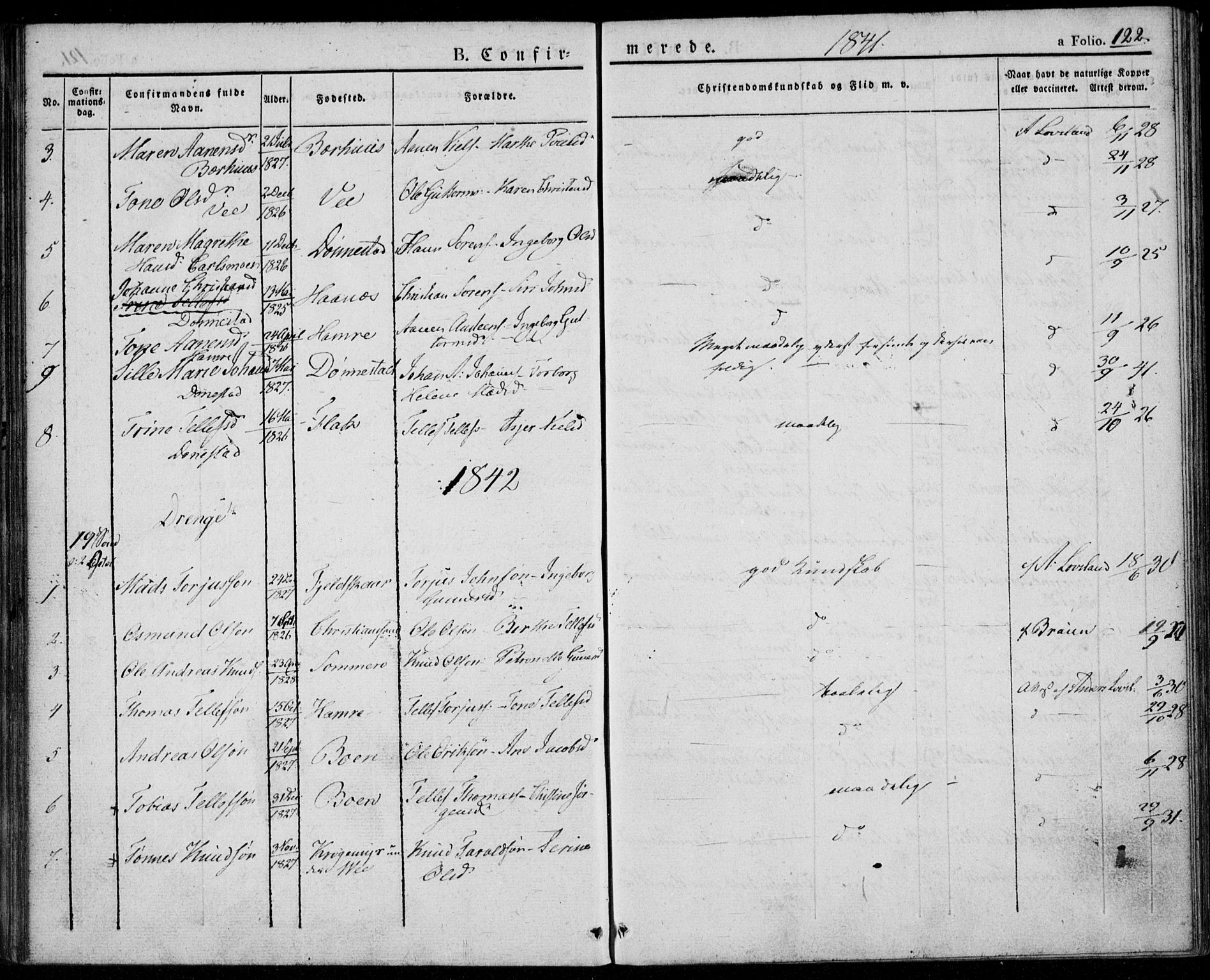 Tveit sokneprestkontor, SAK/1111-0043/F/Fa/L0003: Parish register (official) no. A 3, 1829-1852, p. 122