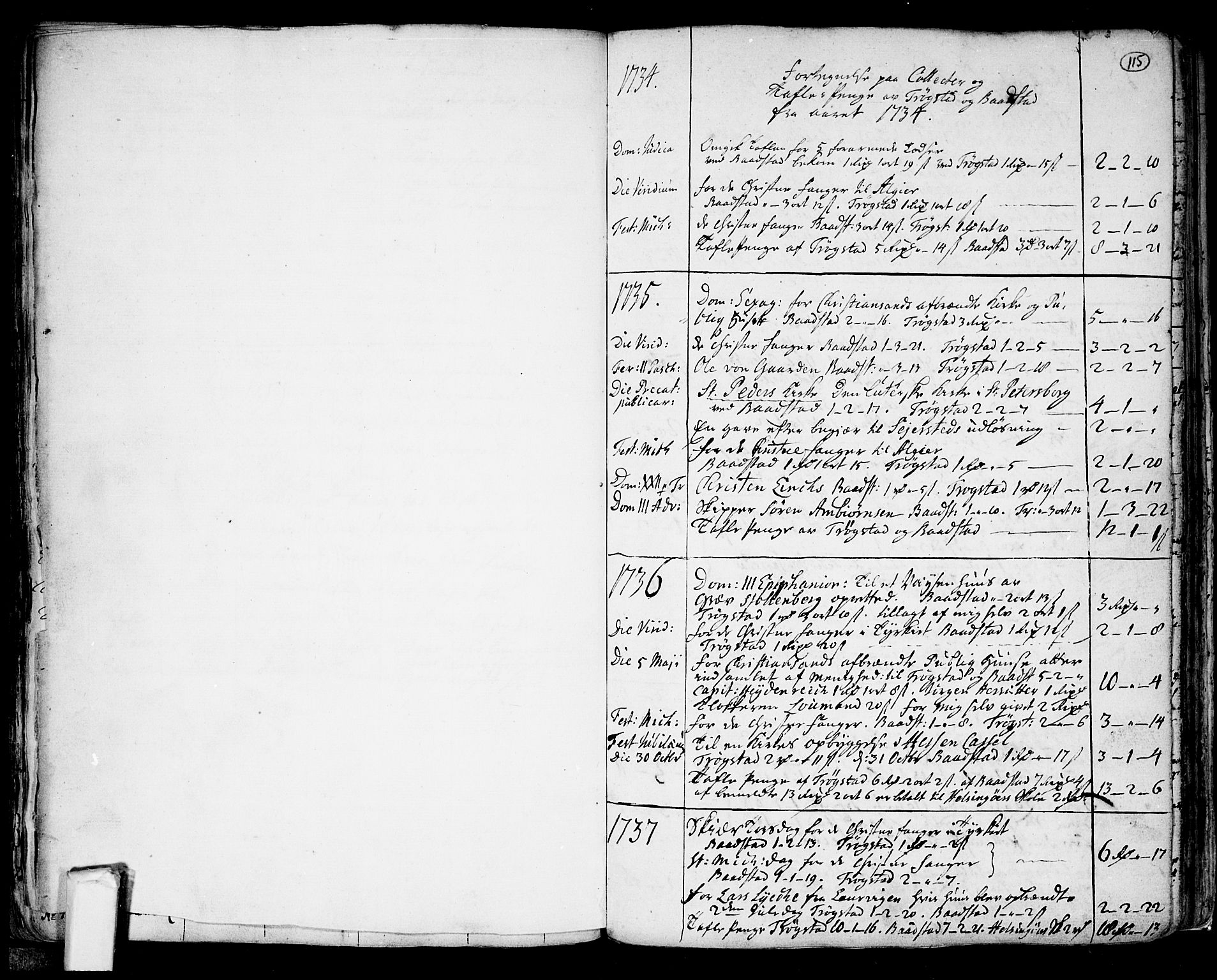 Trøgstad prestekontor Kirkebøker, SAO/A-10925/F/Fa/L0003: Parish register (official) no. I 3, 1721-1749, p. 115