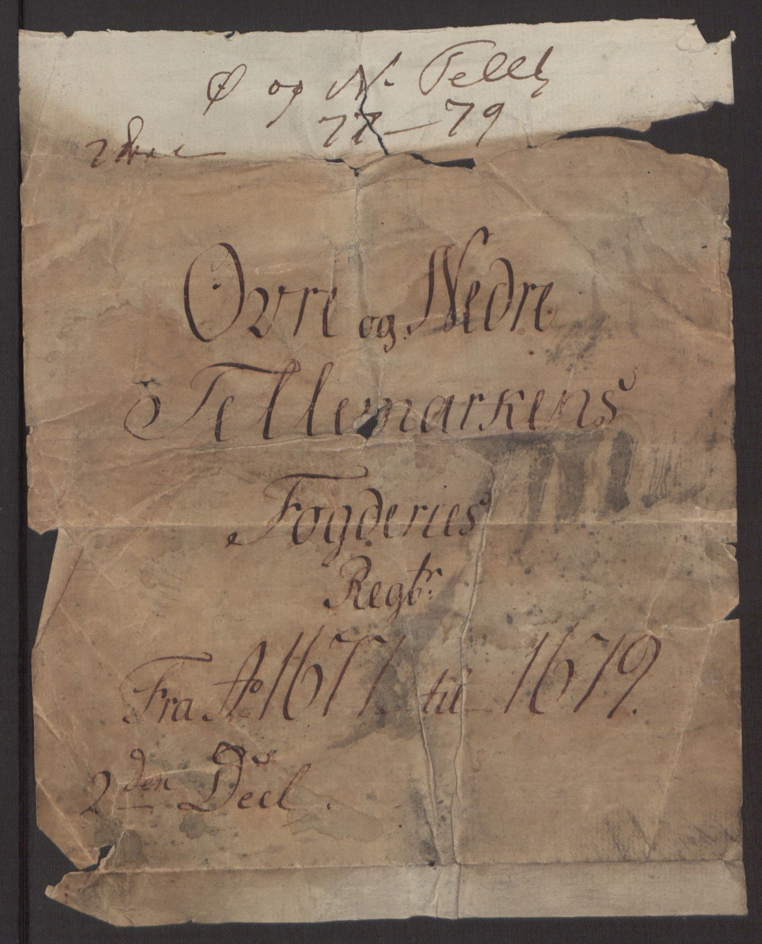 Rentekammeret inntil 1814, Reviderte regnskaper, Fogderegnskap, RA/EA-4092/R35/L2072: Fogderegnskap Øvre og Nedre Telemark, 1679, p. 4