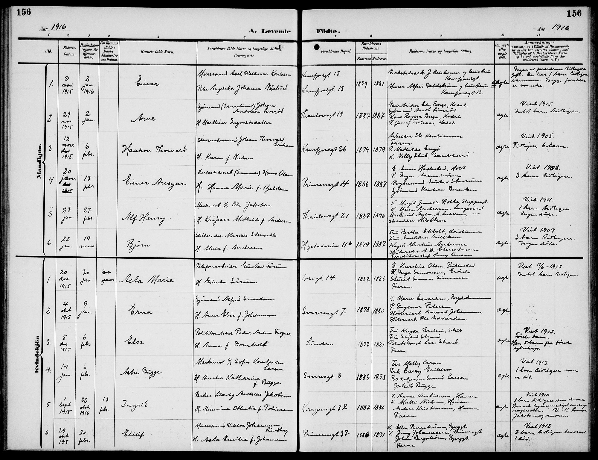 Sandefjord kirkebøker, SAKO/A-315/G/Ga/L0003: Parish register (copy) no. 3, 1903-1920, p. 156