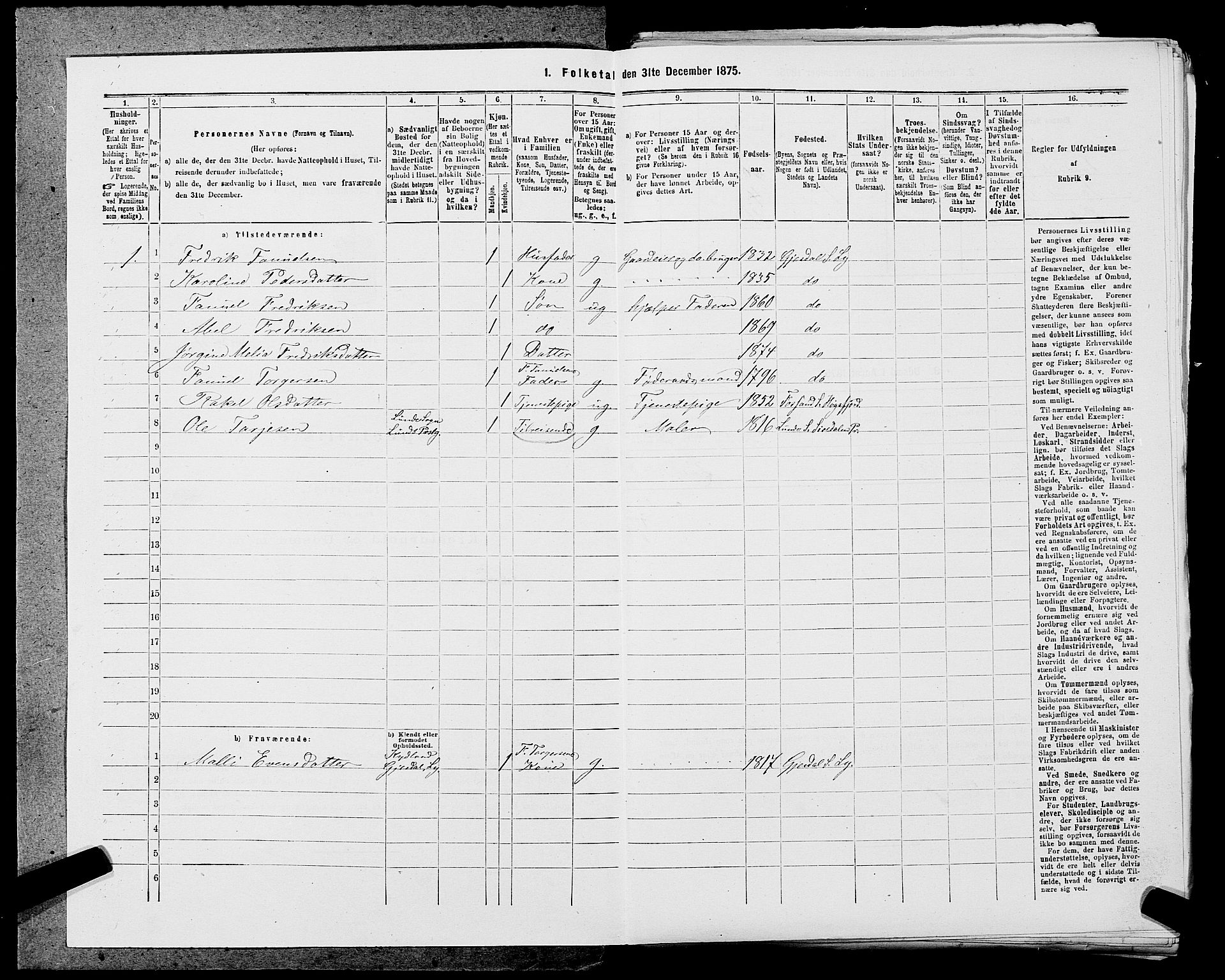 SAST, 1875 census for 1121P Lye, 1875, p. 870