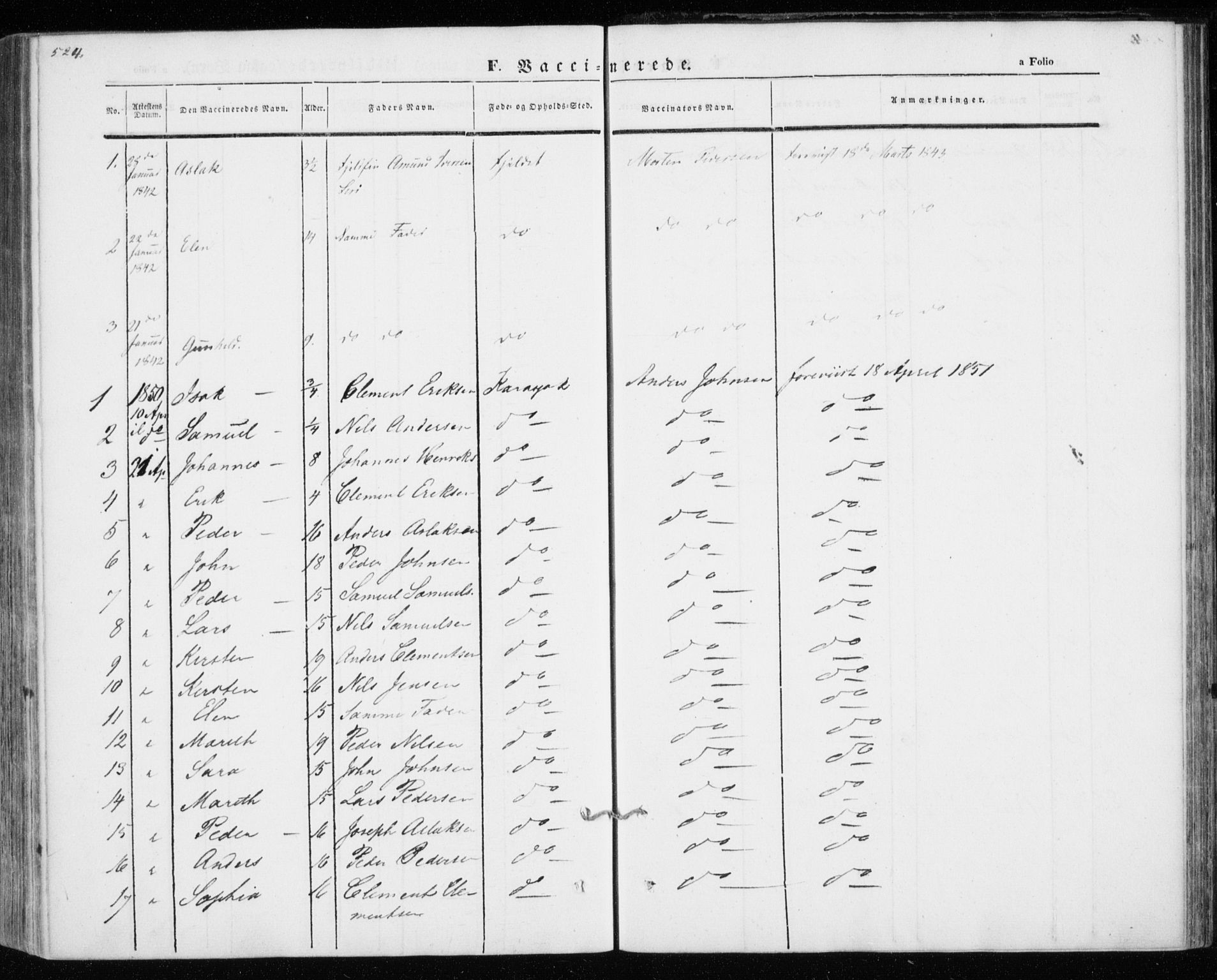 Kistrand/Porsanger sokneprestembete, AV/SATØ-S-1351/H/Ha/L0012.kirke: Parish register (official) no. 12, 1843-1871, p. 524-525