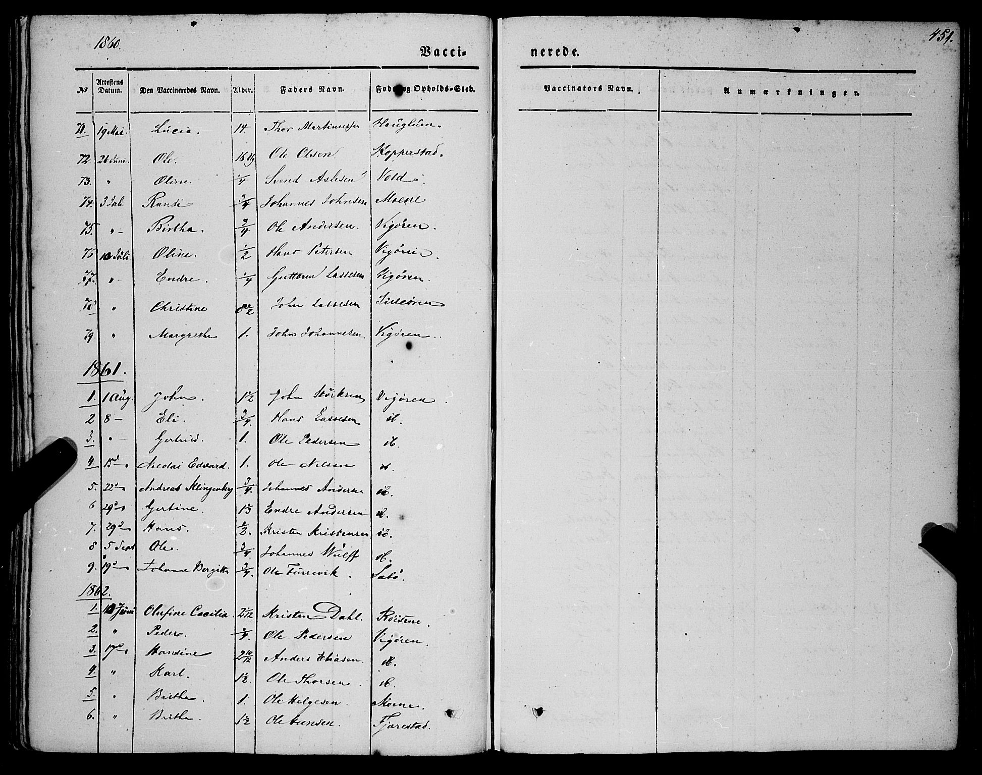 Vik sokneprestembete, AV/SAB-A-81501/H/Haa/Haaa/L0008: Parish register (official) no. A 8, 1846-1865, p. 451