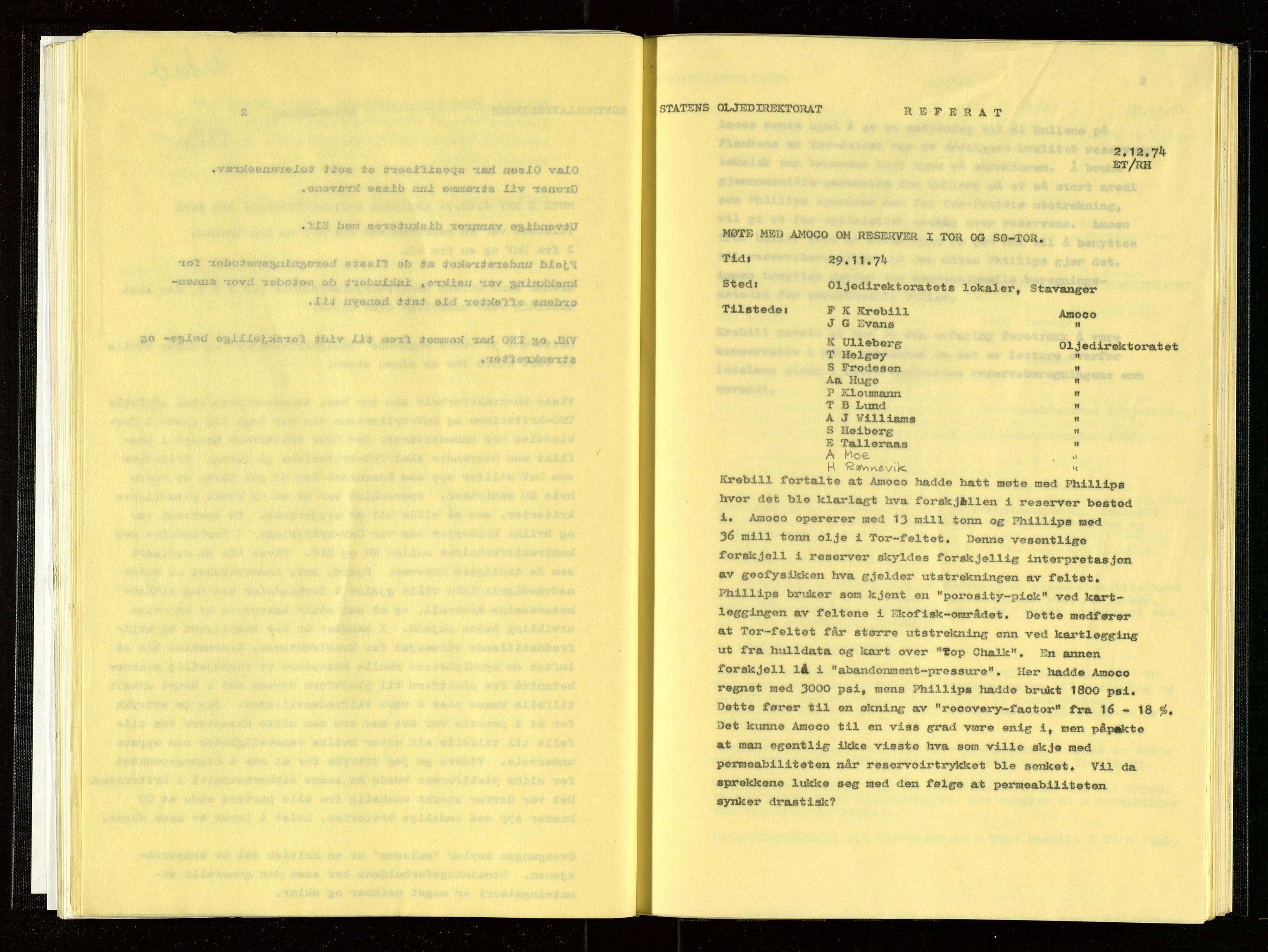 Oljedirektoratet, AV/SAST-A-101366/Aa/L0003: Referatprotokoller, 1974