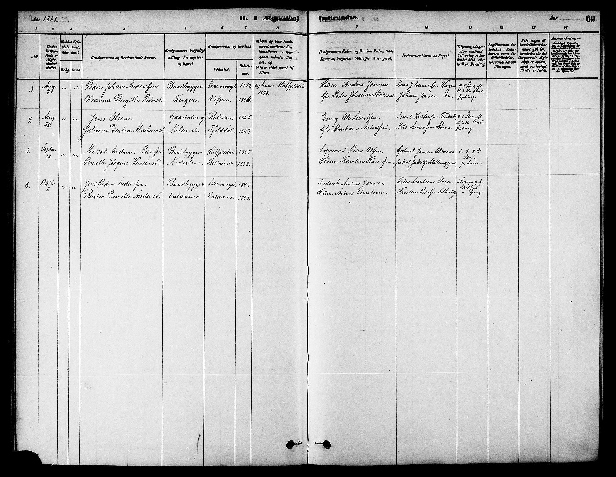 Ministerialprotokoller, klokkerbøker og fødselsregistre - Nordland, AV/SAT-A-1459/826/L0379: Parish register (official) no. 826A02, 1878-1895, p. 69