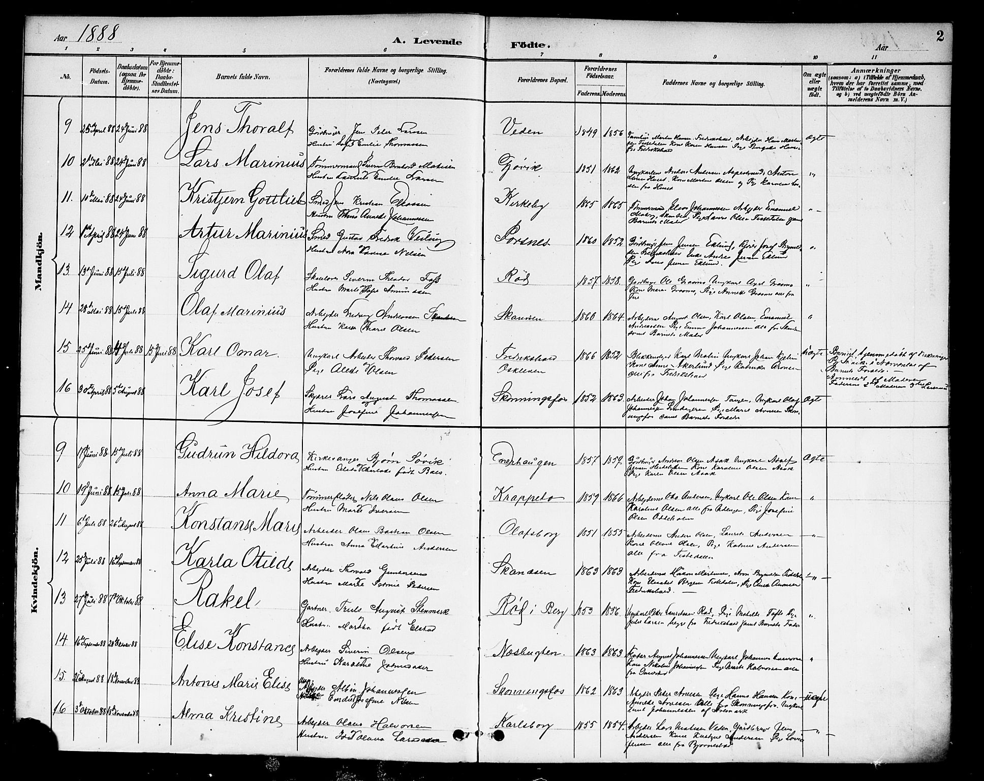 Berg prestekontor Kirkebøker, SAO/A-10902/F/Fb/L0002: Parish register (official) no. II 2, 1888-1902, p. 2