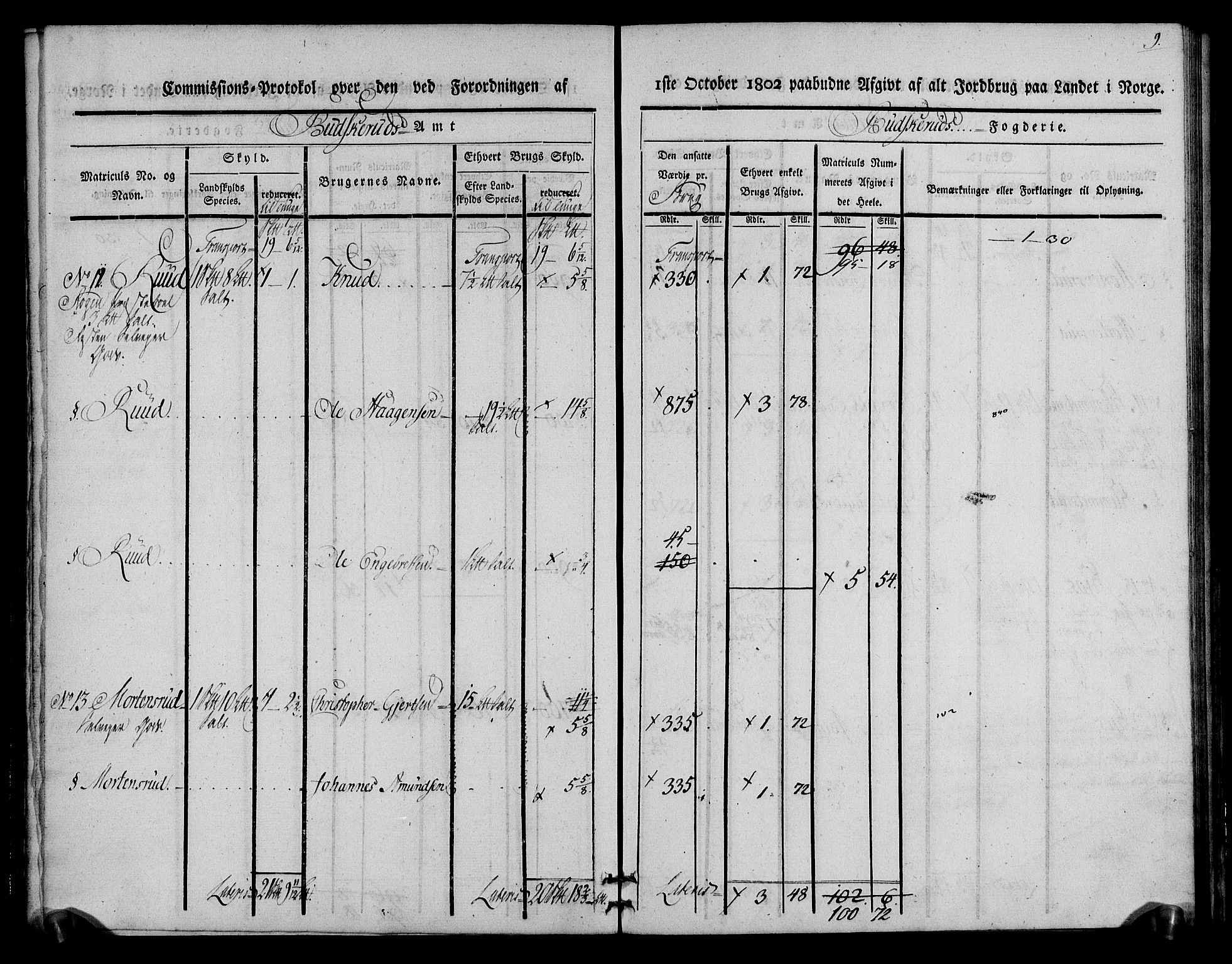 Rentekammeret inntil 1814, Realistisk ordnet avdeling, AV/RA-EA-4070/N/Ne/Nea/L0062: Buskerud fogderi. Kommisjonsprotokoll for Røyken prestegjeld, 1803, p. 9