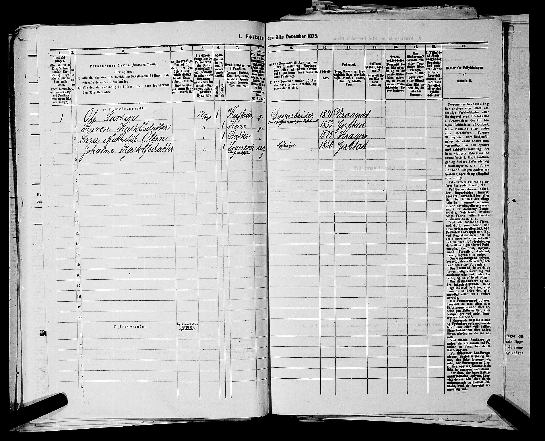 SAKO, 1875 census for 0801P Kragerø, 1875, p. 1230