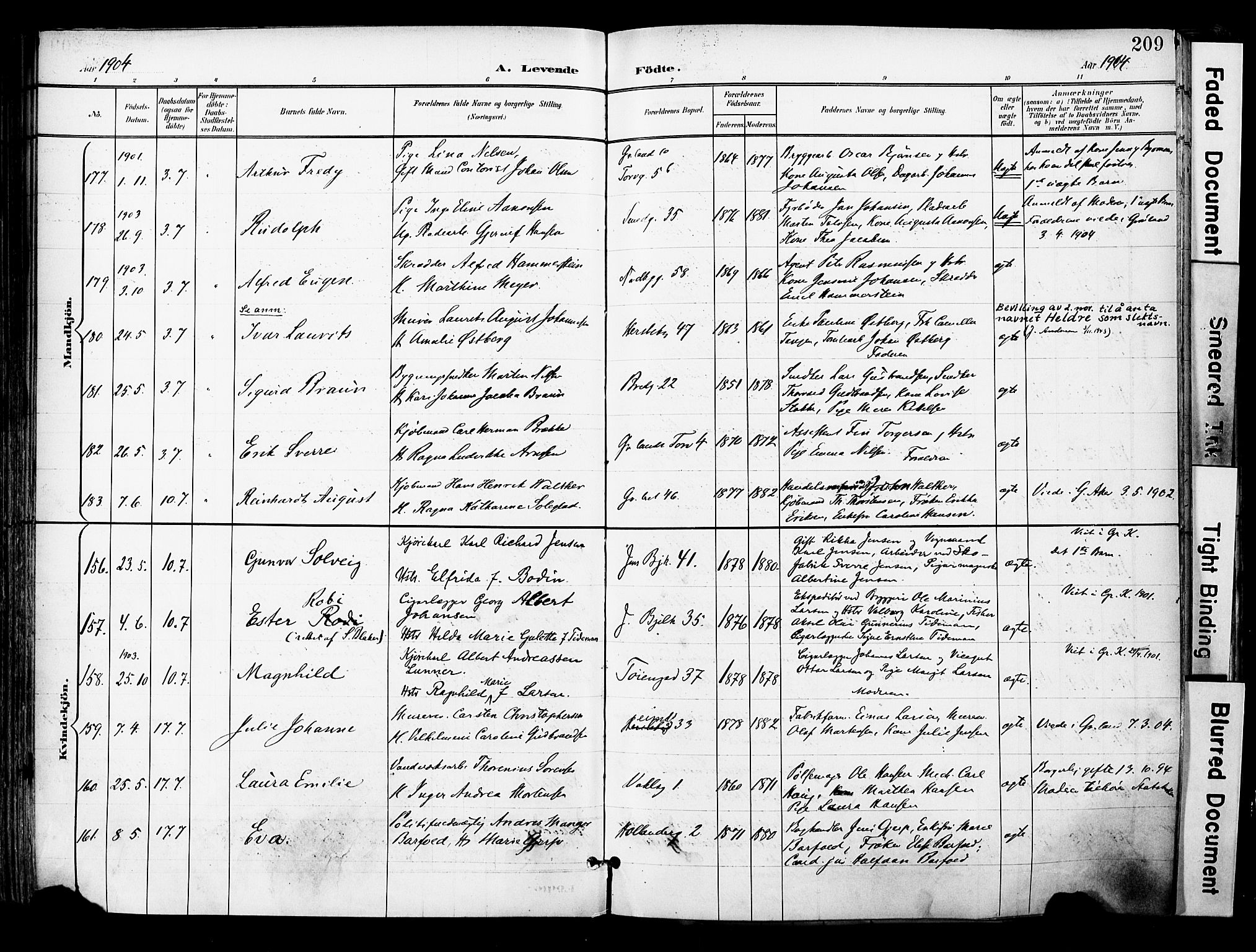 Grønland prestekontor Kirkebøker, SAO/A-10848/F/Fa/L0014: Parish register (official) no. 14, 1900-1911, p. 209