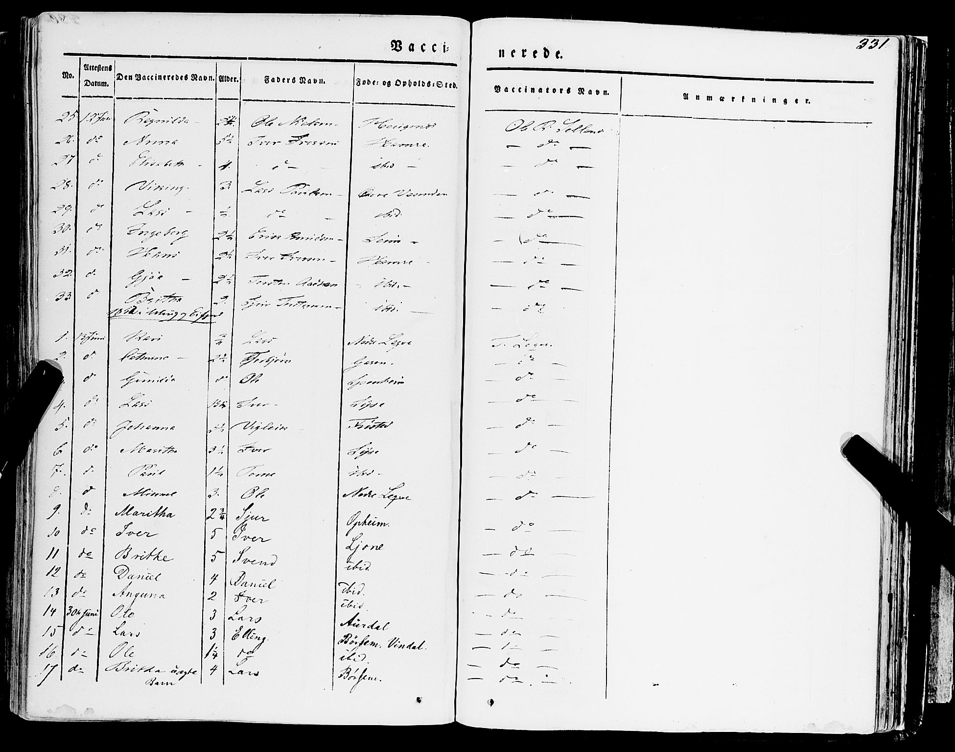 Ulvik sokneprestembete, AV/SAB-A-78801/H/Haa: Parish register (official) no. A 12, 1839-1853, p. 331