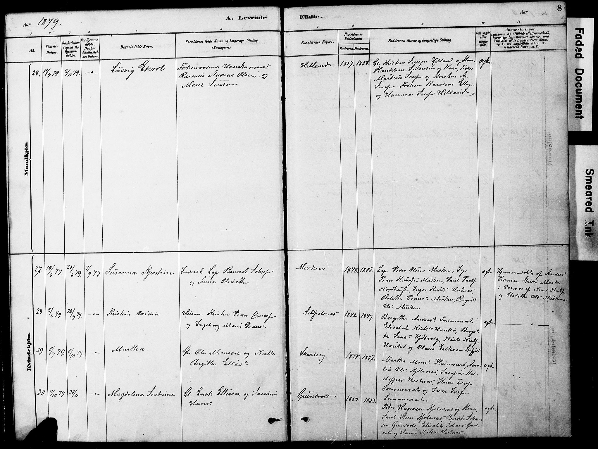 Ministerialprotokoller, klokkerbøker og fødselsregistre - Nordland, AV/SAT-A-1459/861/L0875: Parish register (copy) no. 861C01, 1879-1887, p. 8