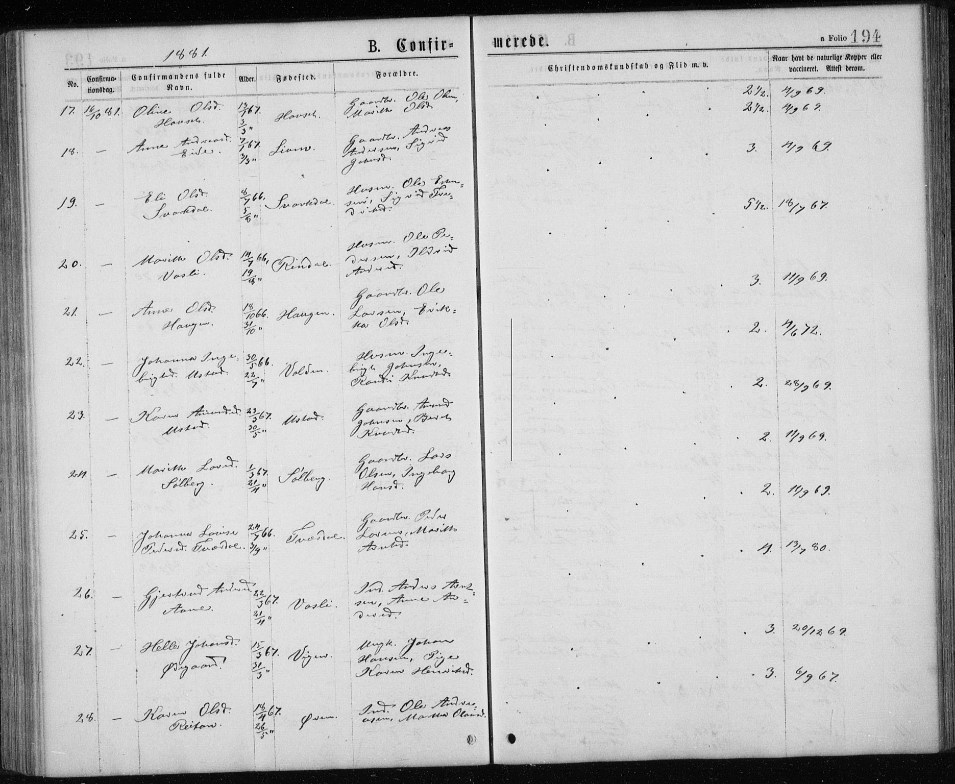 Ministerialprotokoller, klokkerbøker og fødselsregistre - Sør-Trøndelag, SAT/A-1456/668/L0817: Parish register (copy) no. 668C06, 1873-1884, p. 194